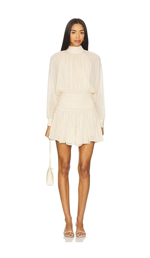 NICHOLAS Cecile High Neck Mini Dress With Godets in White by NICHOLAS