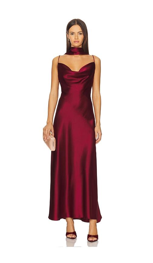 NICHOLAS Geneva Sleeveless Cowl Neck Gown With Side Slit in Red by NICHOLAS