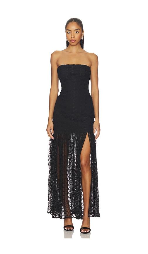NICHOLAS Kairo Strapless Lace Maxi Dress in Black by NICHOLAS