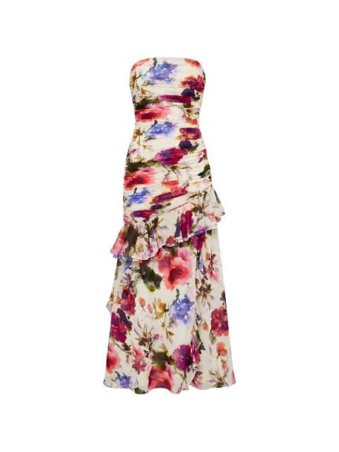 Viola ruched ruffled maxi dress by NICHOLAS