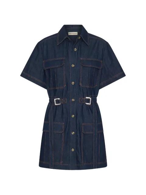 button belted mini dress by NICHOLAS