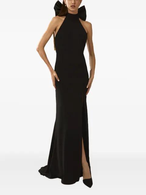 bow-detail halterneck dress by NICOLE MILLER