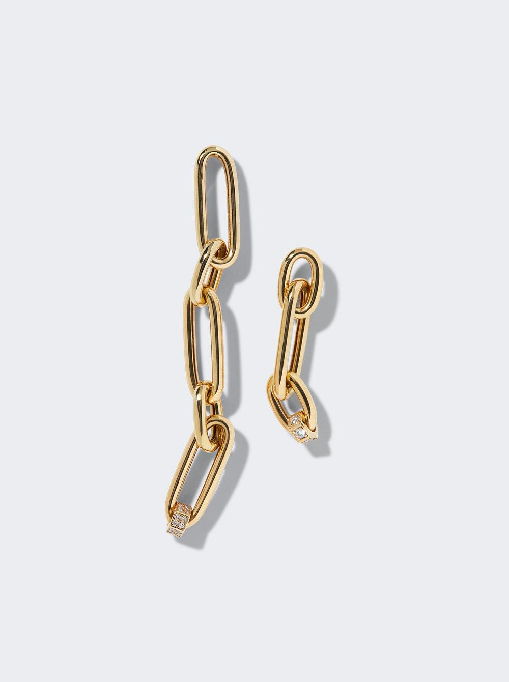 Asymmetric Chain Earrings 18k Yellow Gold  | The Webster by NICOLE TRUNFIO