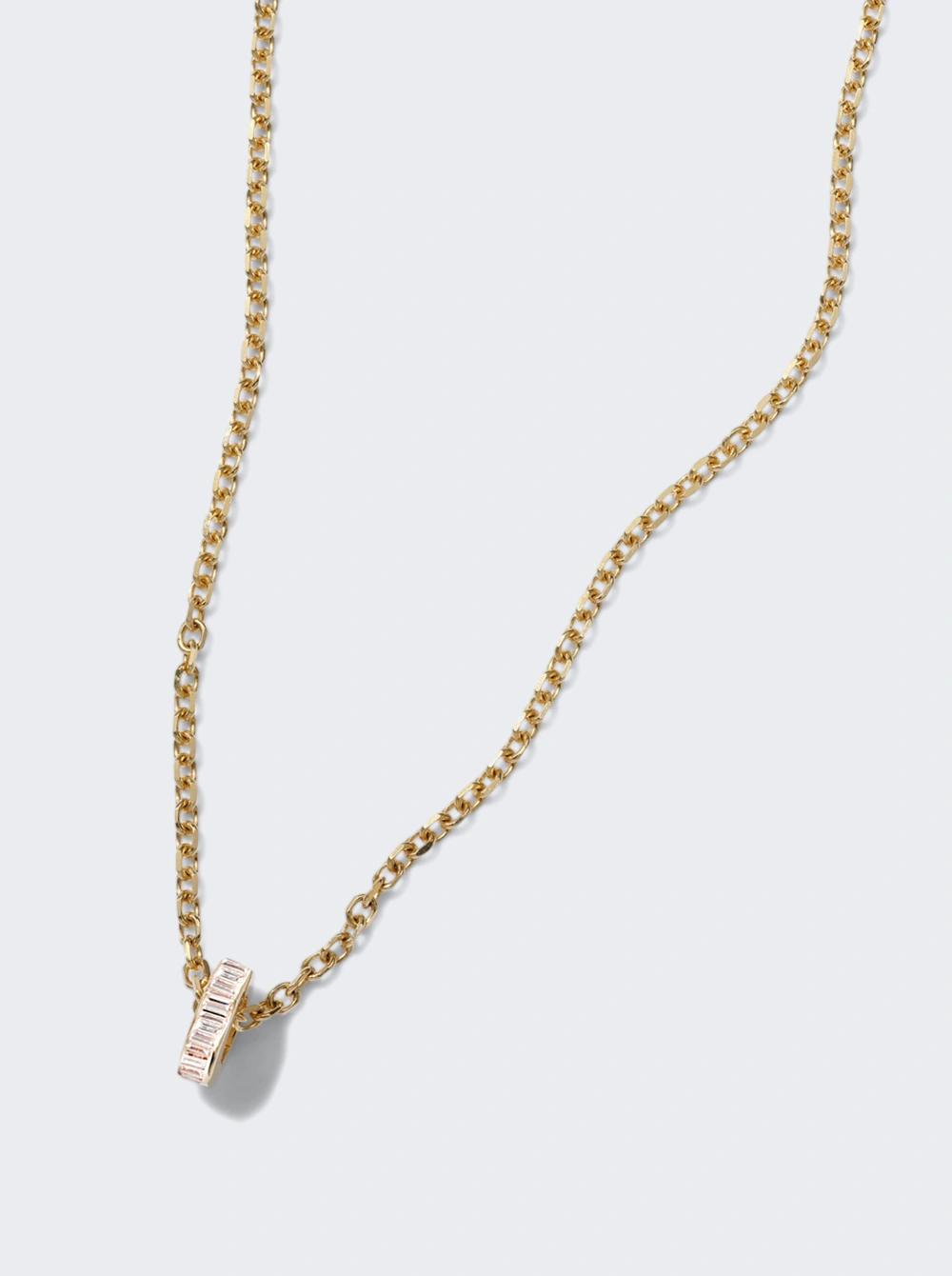 Baguette Diamond Bolt Necklace 18k Yellow Gold  | The Webster by NICOLE TRUNFIO
