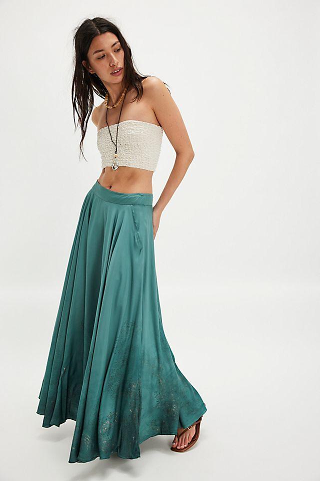 Nigel Preston Satin Block Print Skirt by NIGEL PRESTON | FREE PEOPLE
