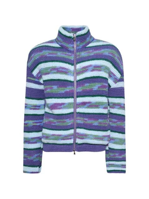 striped crochet zip-up jacket by NIGEL XAVIER