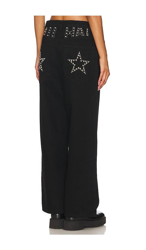 NIIHAI Baggy Jeans With Studs in Black by NIIHAI