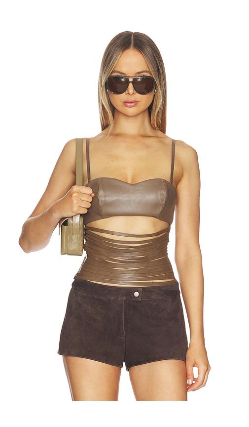 NIIHAI Lazer Cut Corset in Brown by NIIHAI