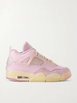 Air Jordan 4 Retro suede-trimmed denim sneakers by NIKE