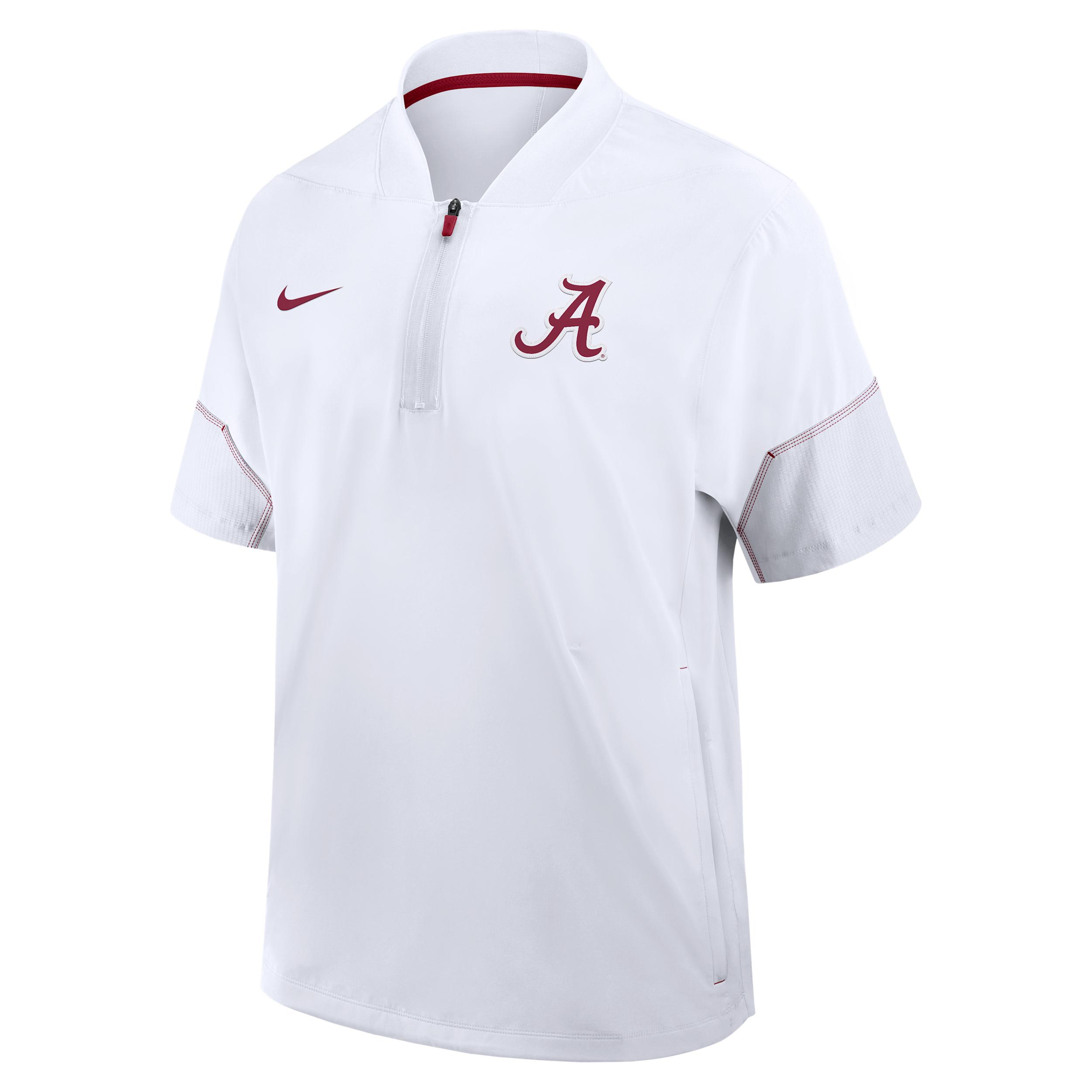 Alabama Sideline Coach Nike Men's College 1/2-Zip Short-Sleeve Hooded Jacket by NIKE