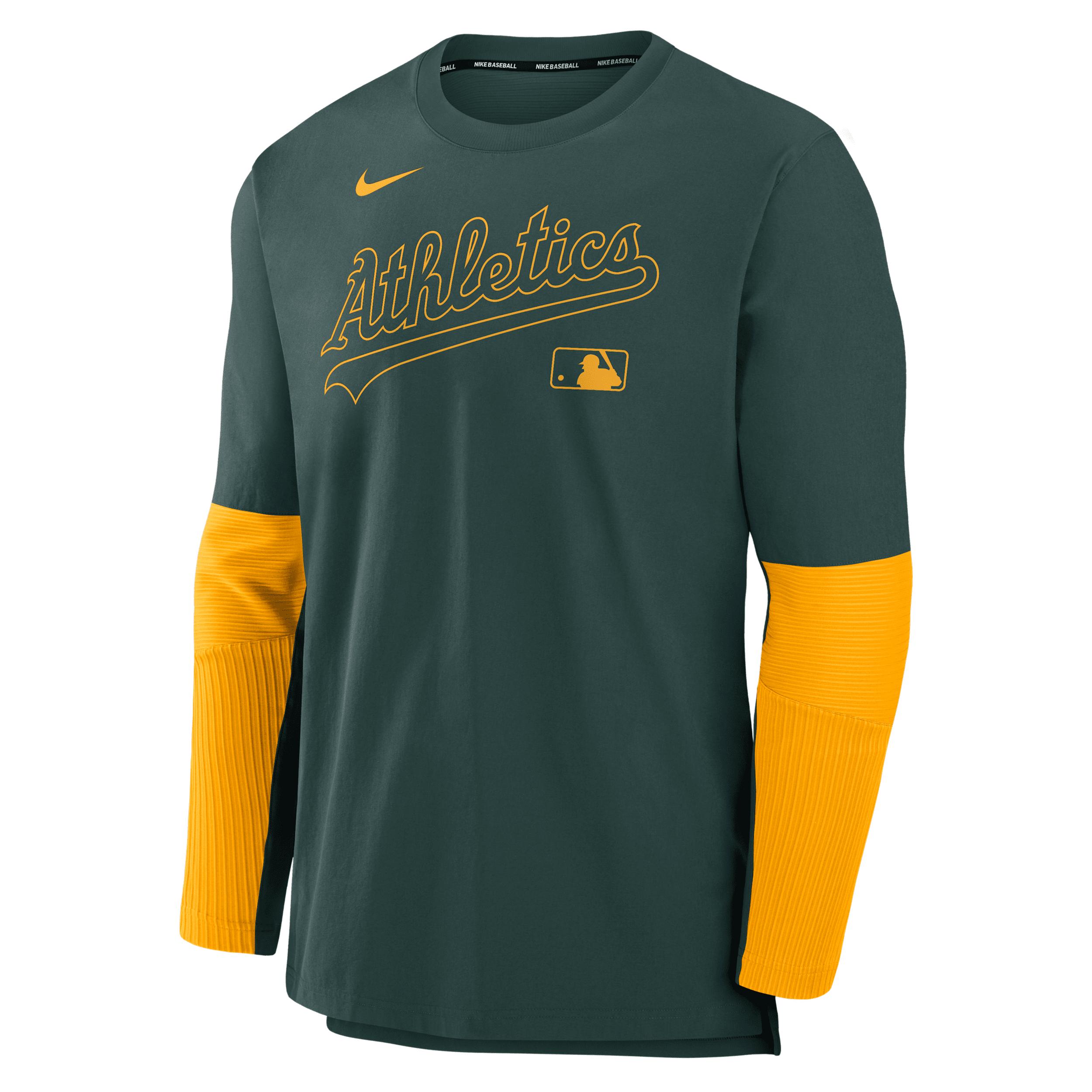 Athletics Authentic Collection Player Nike Men's Dri-FIT MLB Pullover Sweatshirt by NIKE