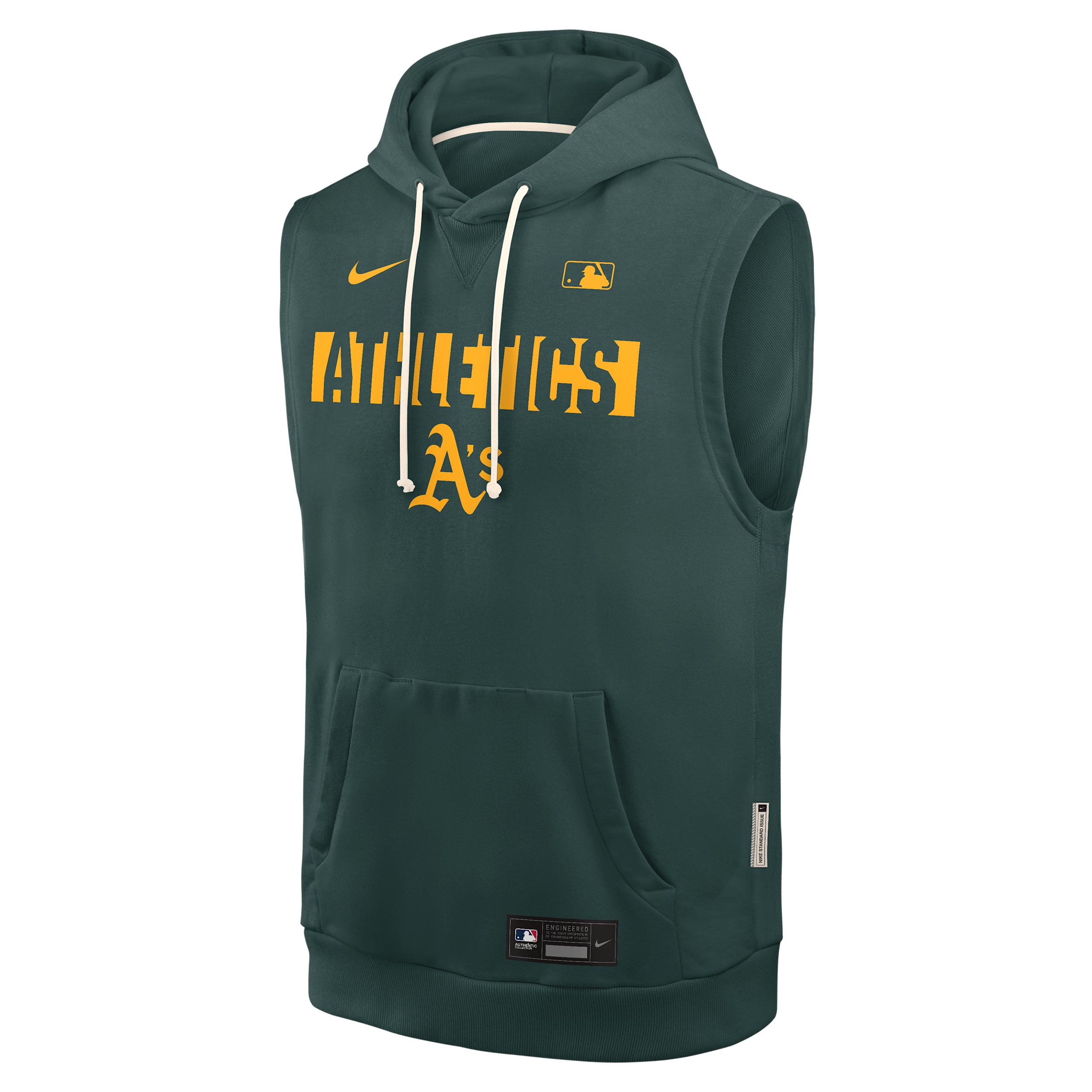 Athletics Authentic Collection Standard Issue Nike Men's Dri-FIT MLB Sleeveless Pullover Hoodie by NIKE