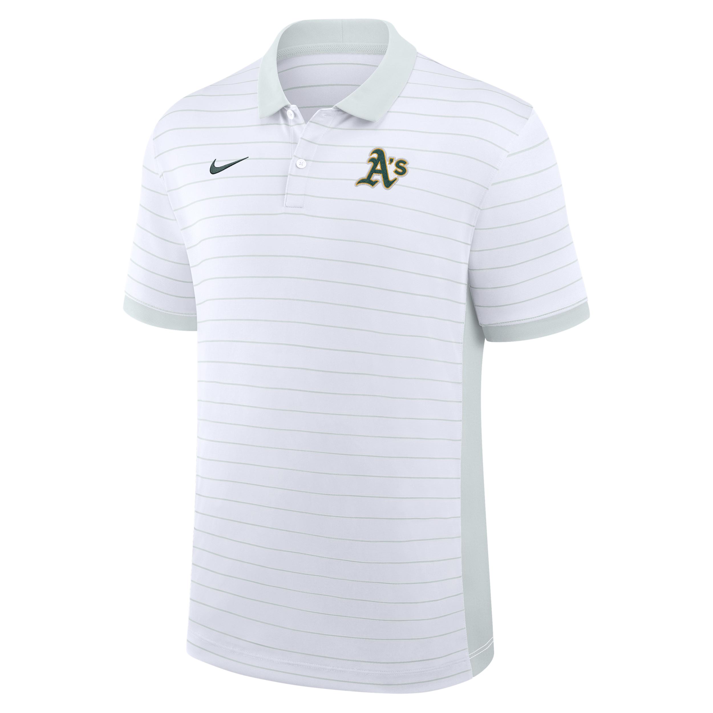 Athletics Authentic Collection Striped Victory Nike Men's Dri-FIT MLB Polo by NIKE