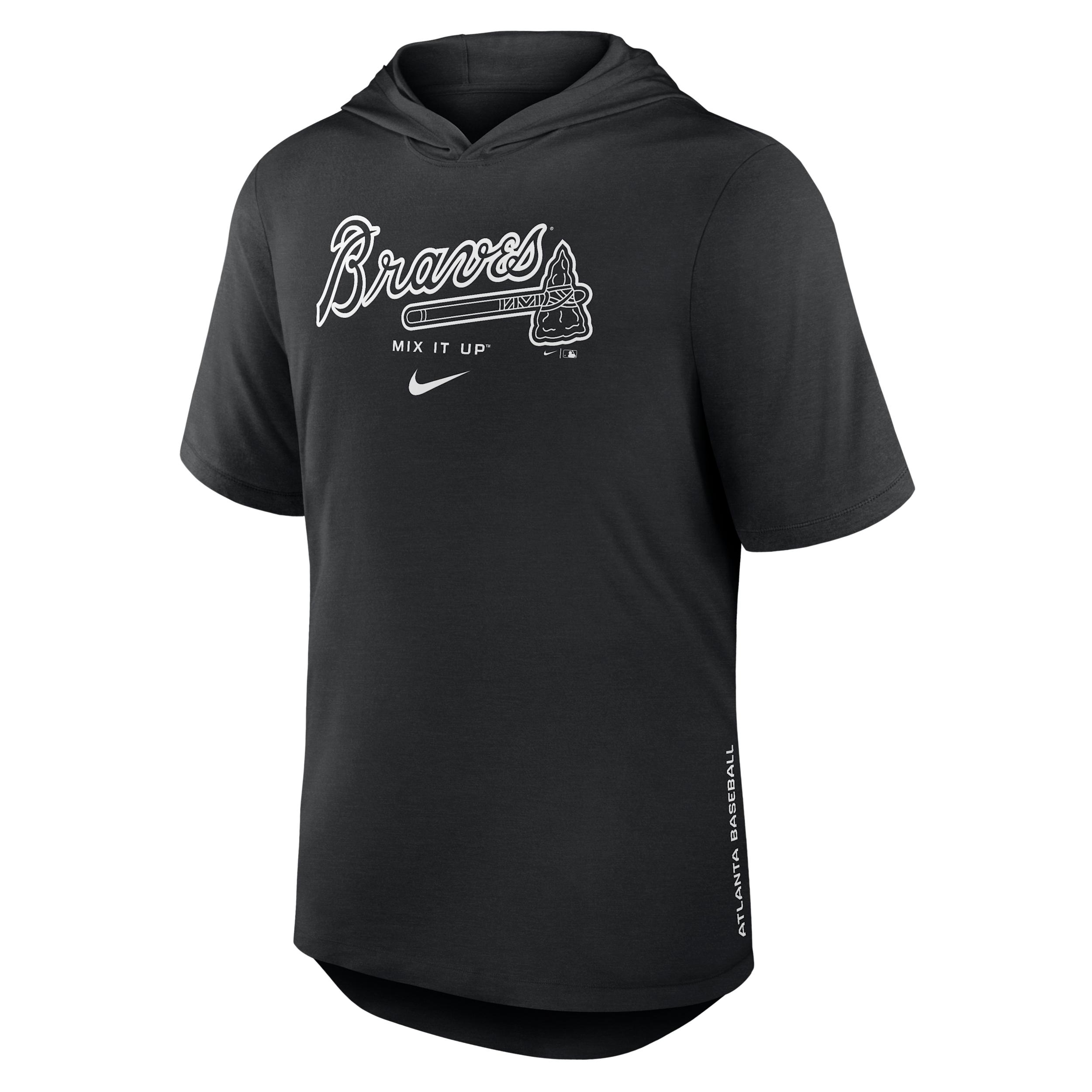 Atlanta Braves Arched Wordmark Nike Men's Dri-FIT MLB Hooded T-Shirt by NIKE
