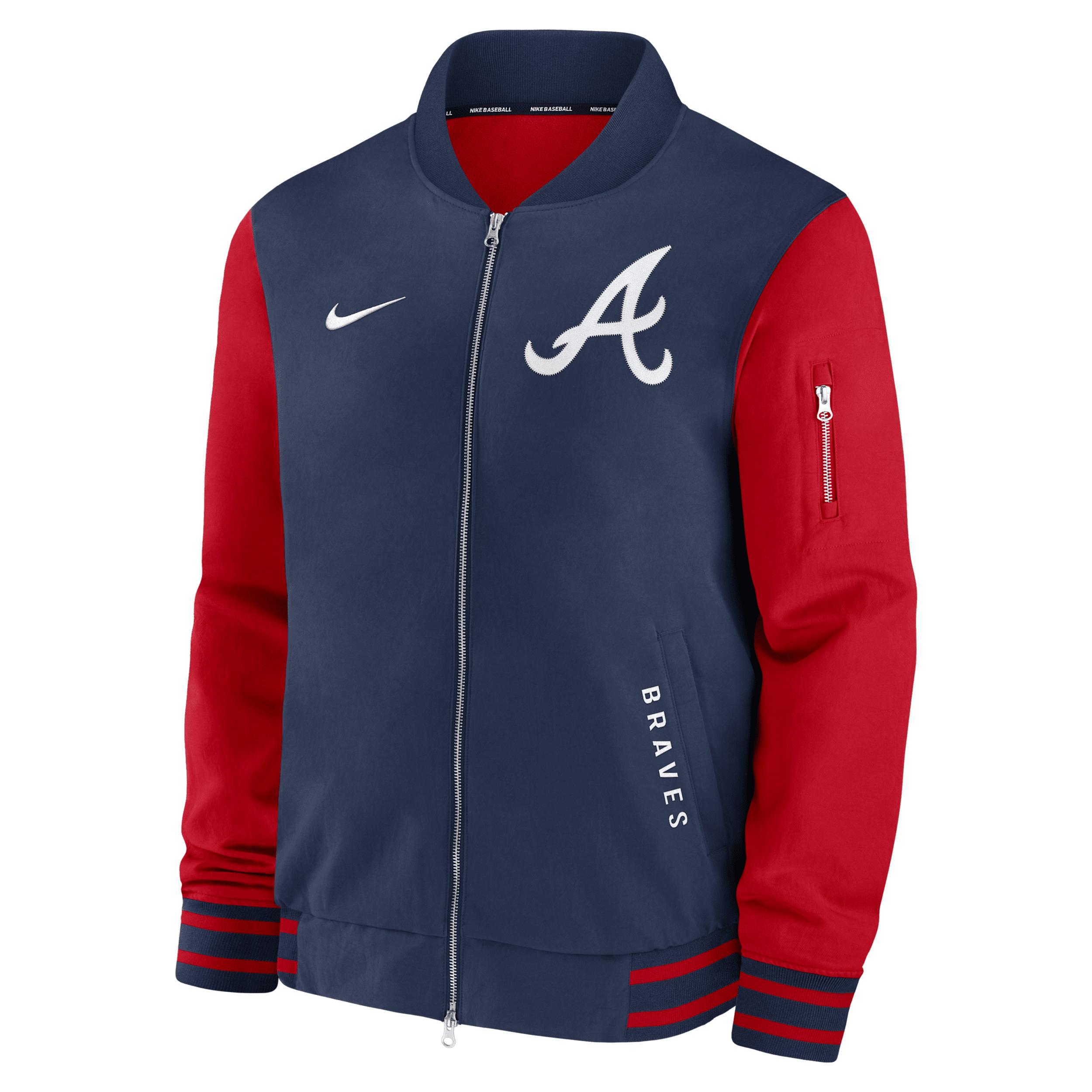 Atlanta Braves Authentic Collection Dugout Nike Men's MLB Full-Zip Bomber Jacket by NIKE
