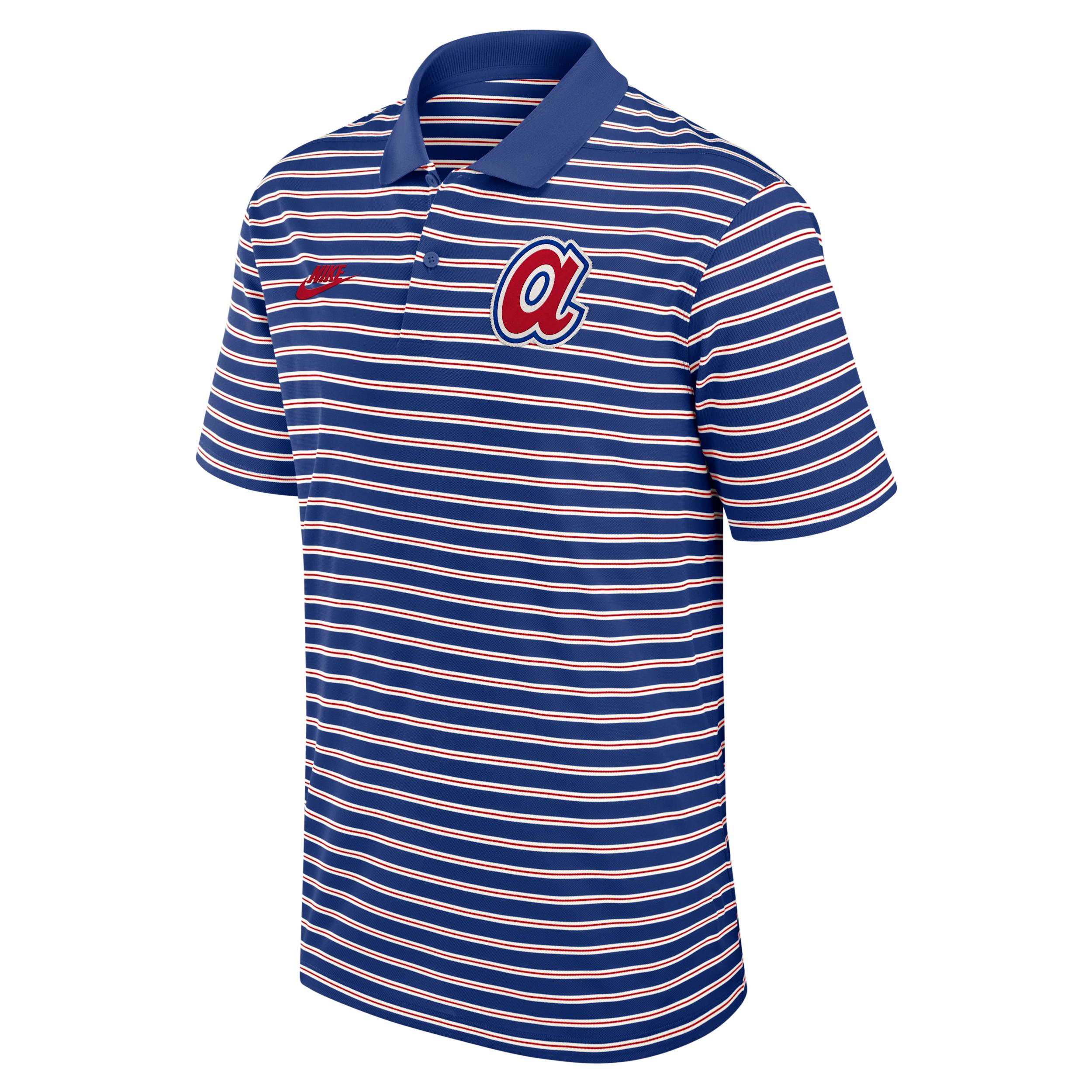 Atlanta Braves Cooperstown Striped Victory Nike Men's Dri-FIT MLB Polo by NIKE