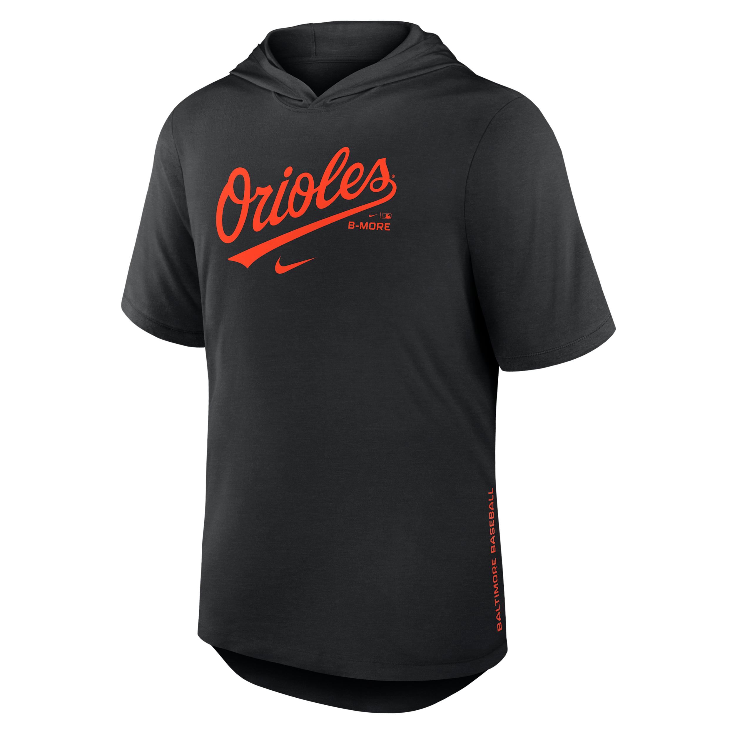 Baltimore Orioles Arched Wordmark Nike Men's Dri-FIT MLB Hooded T-Shirt by NIKE