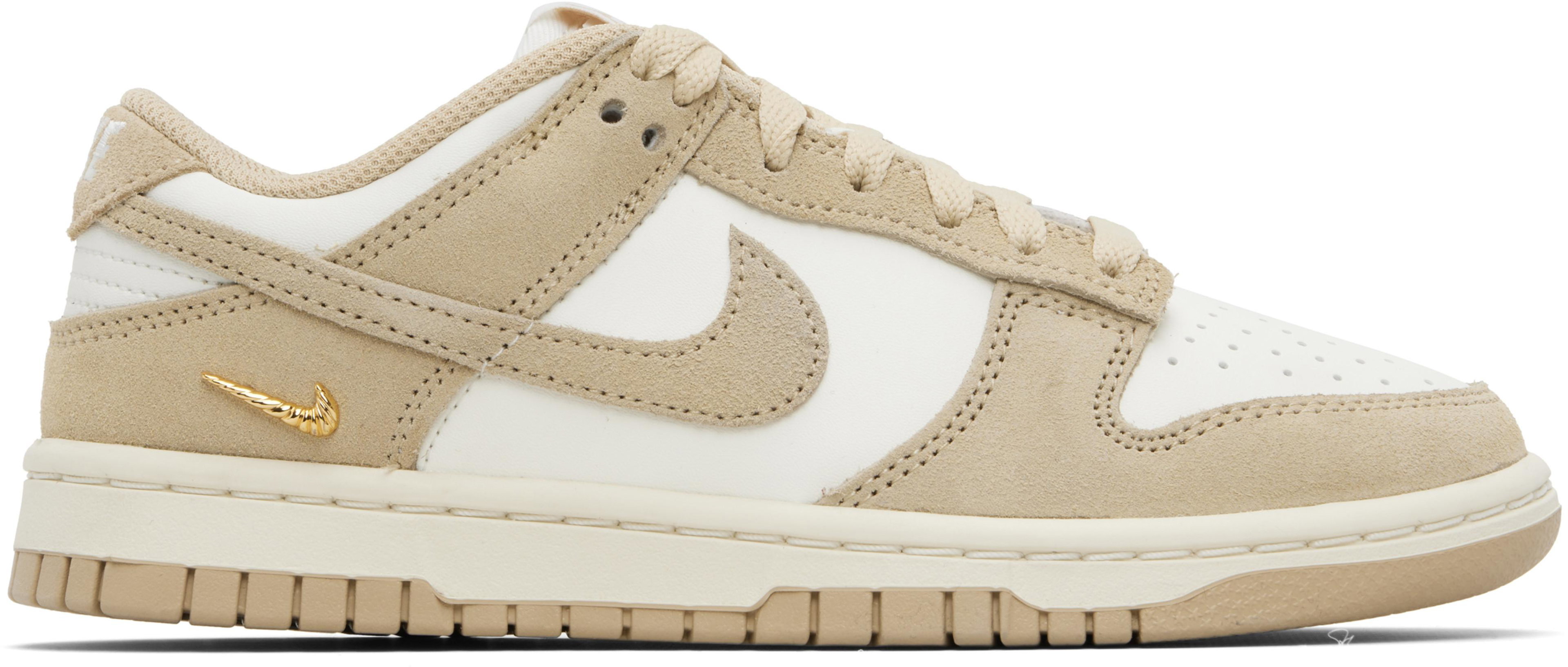 Beige & Off-White Dunk Low Suede Sneakers by NIKE