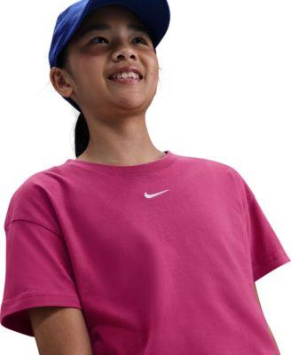 Big Girls Sportswear Essential Cotton Swoosh Logo T-Shirt by NIKE