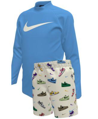 Boys' 4-7 Multi Sneaker Rash Guard Top and Swim Shorts, 2-Piece Set by NIKE