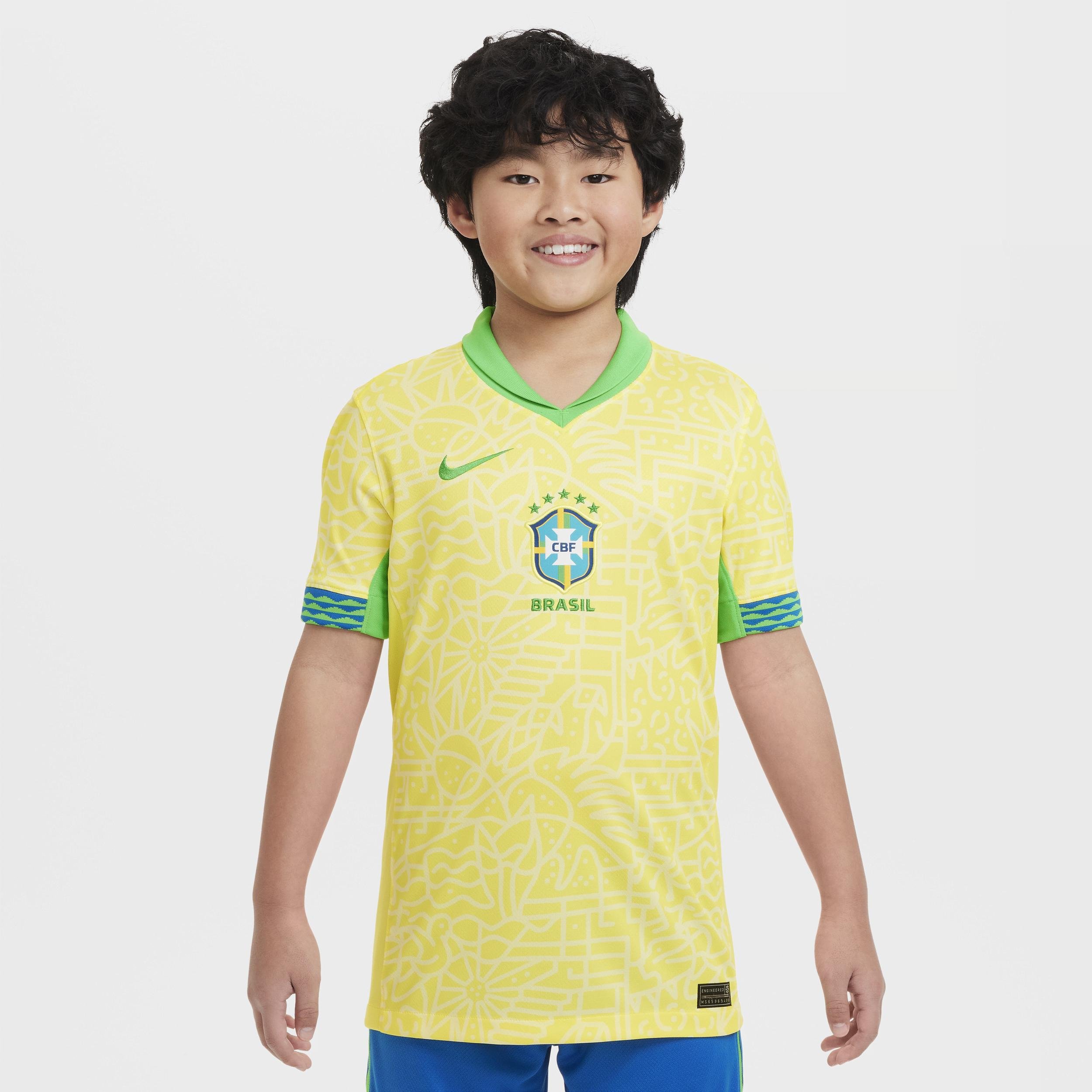Brazil 2024 Stadium Home Big Kids' Nike Dri-FIT Soccer Replica Jersey by NIKE
