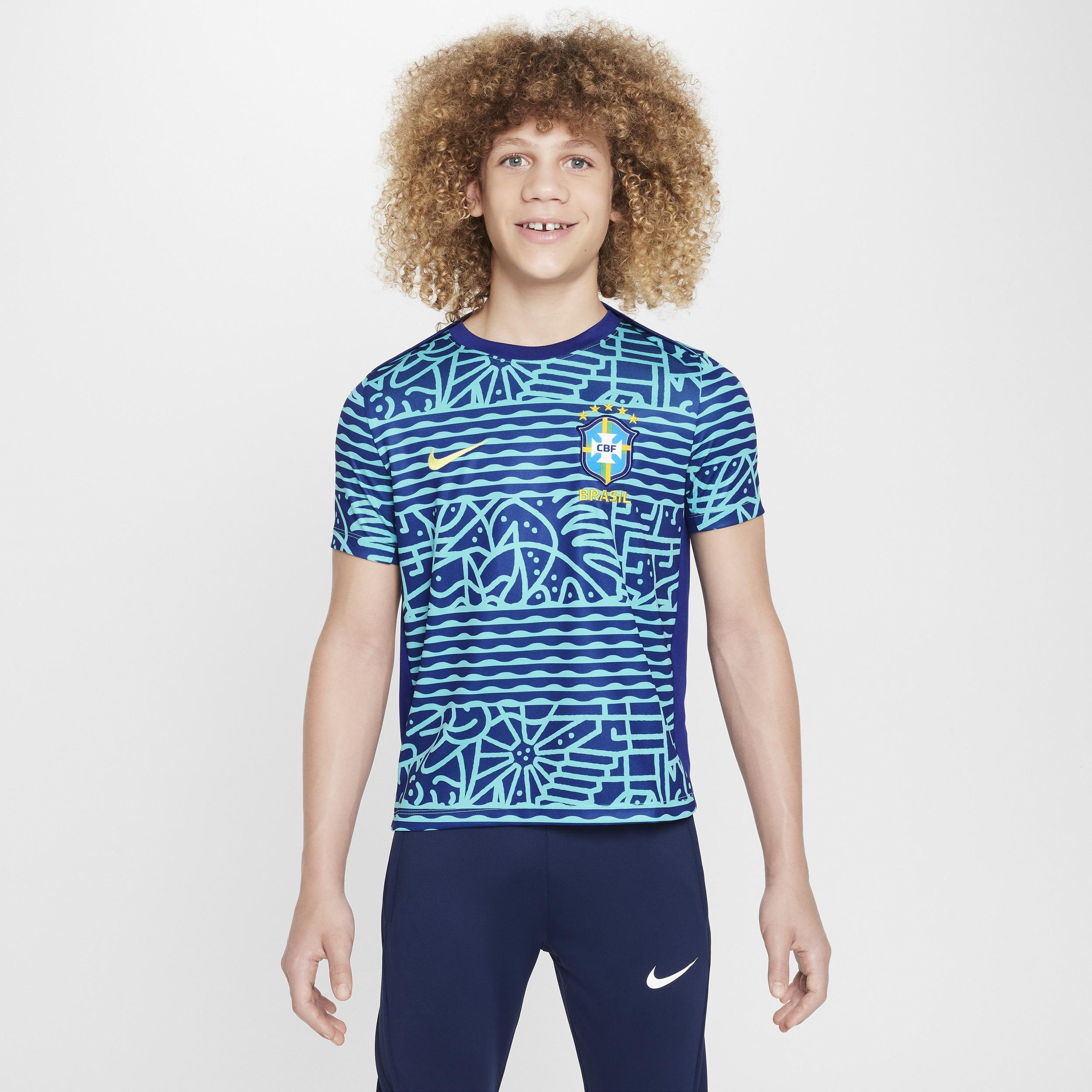 Brazil Academy Pro Big Kids' Nike Dri-FIT Soccer Pre-Match Short-Sleeve Top by NIKE