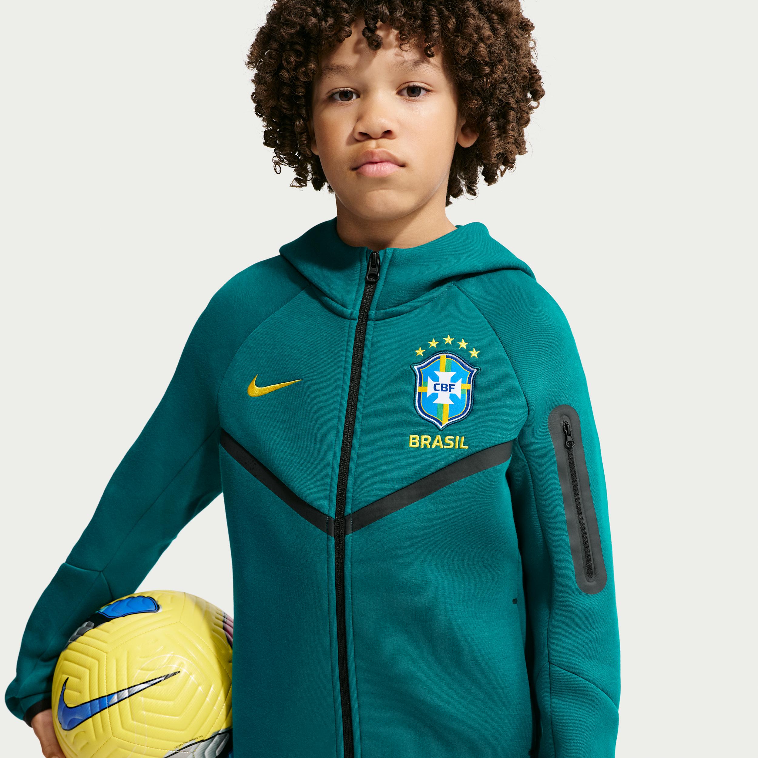 Brazil Tech Fleece Big Kids' (Boys') Nike Soccer Full-Zip Hoodie by NIKE