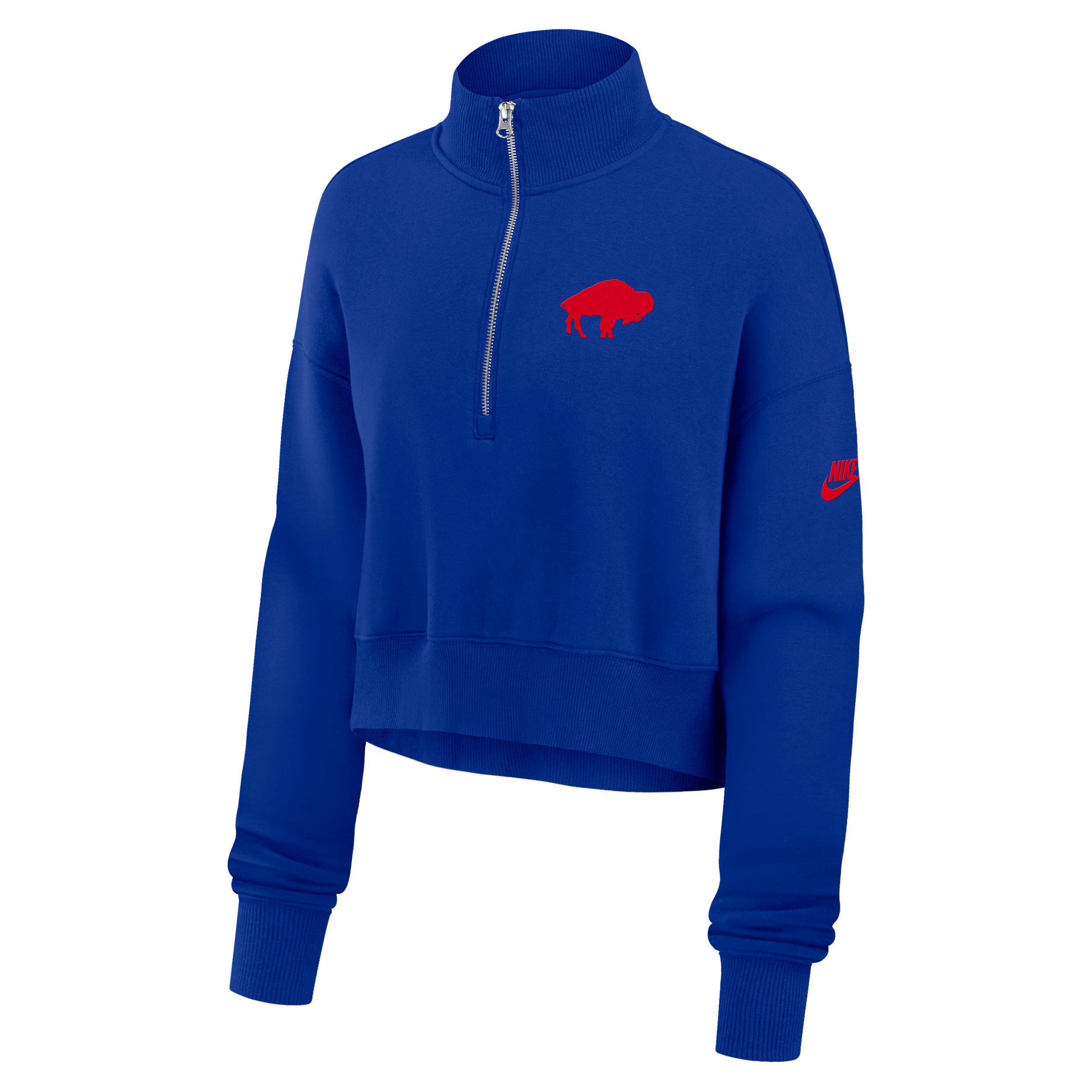 Buffalo Bills Phoenix Nike Women's NFL Cropped 1/4-Zip Crew by NIKE