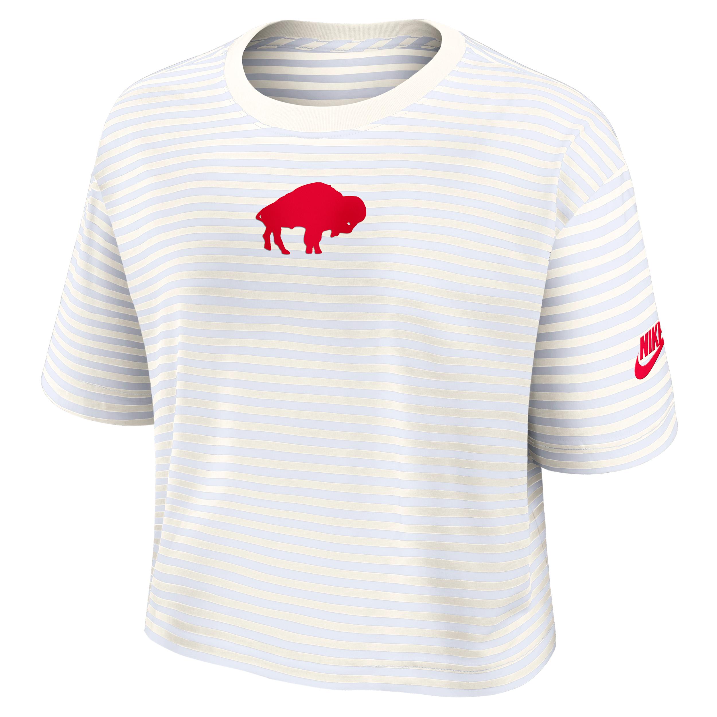 Buffalo Bills Striped Nike Women's NFL Cropped T-Shirt by NIKE