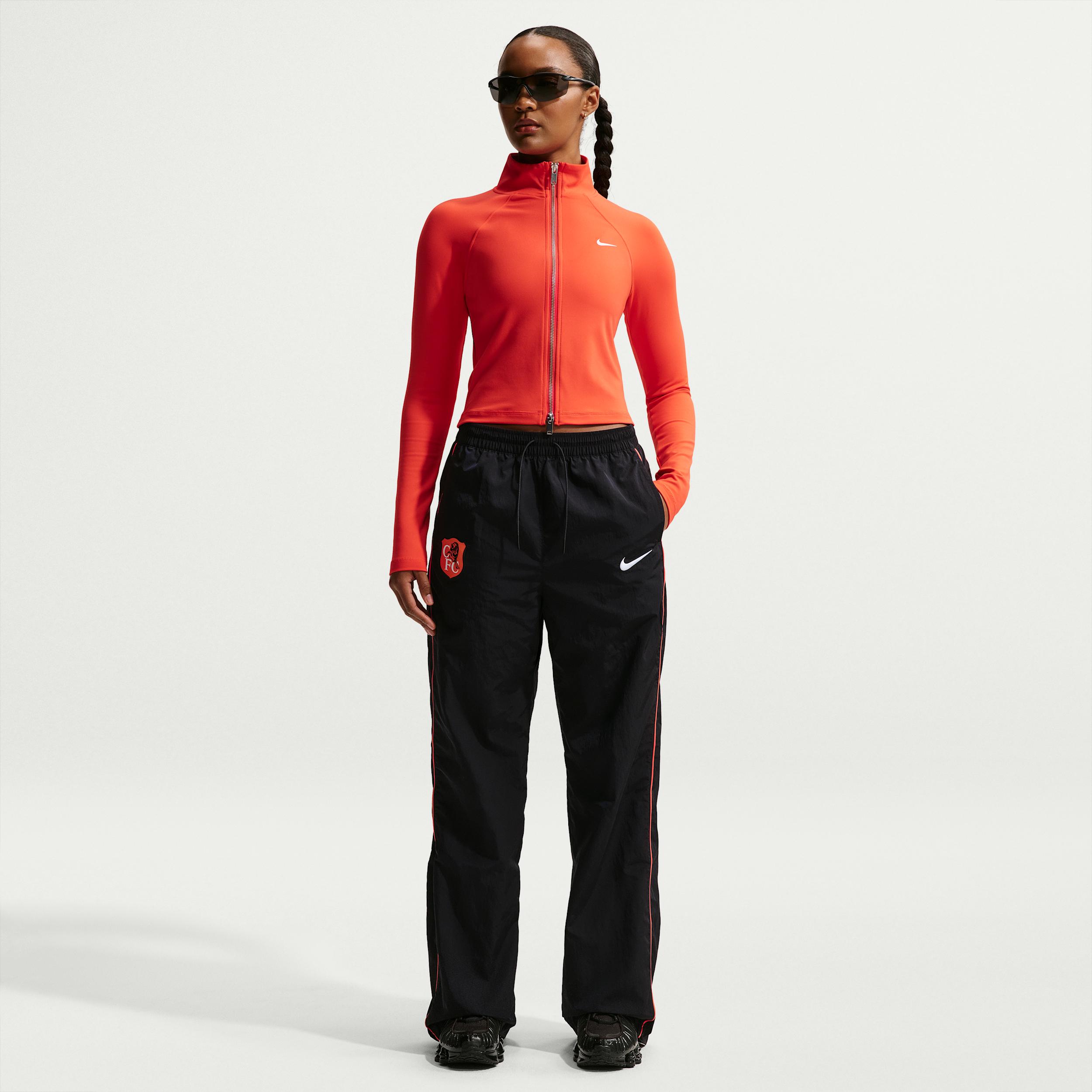 Chelsea FC Windrunner Nike Women's Soccer High-Waisted Open-Hem Pants by NIKE