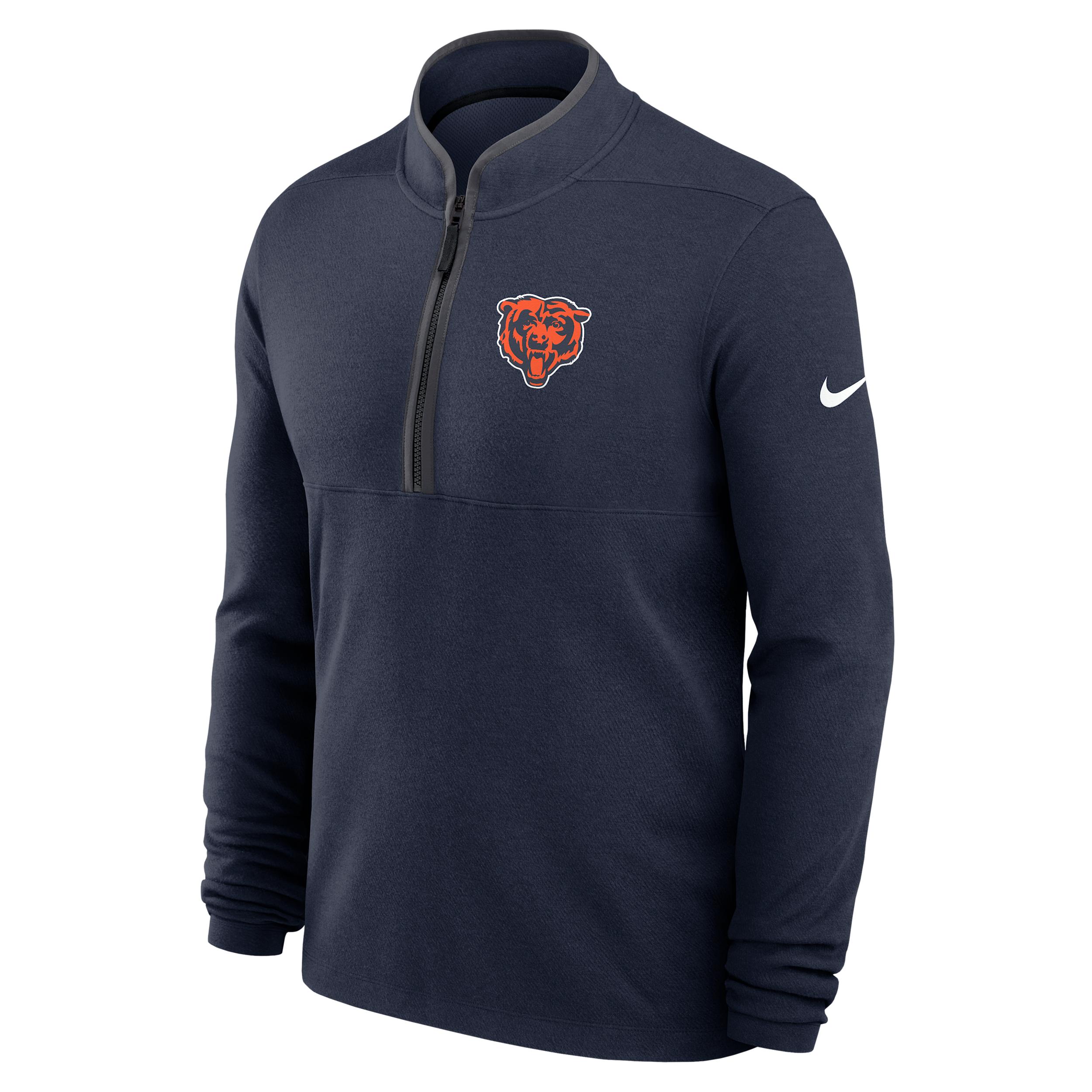 Chicago Bears Logo Victory Nike Men's Dri-FIT NFL 1/2-Zip Long-Sleeve Top by NIKE