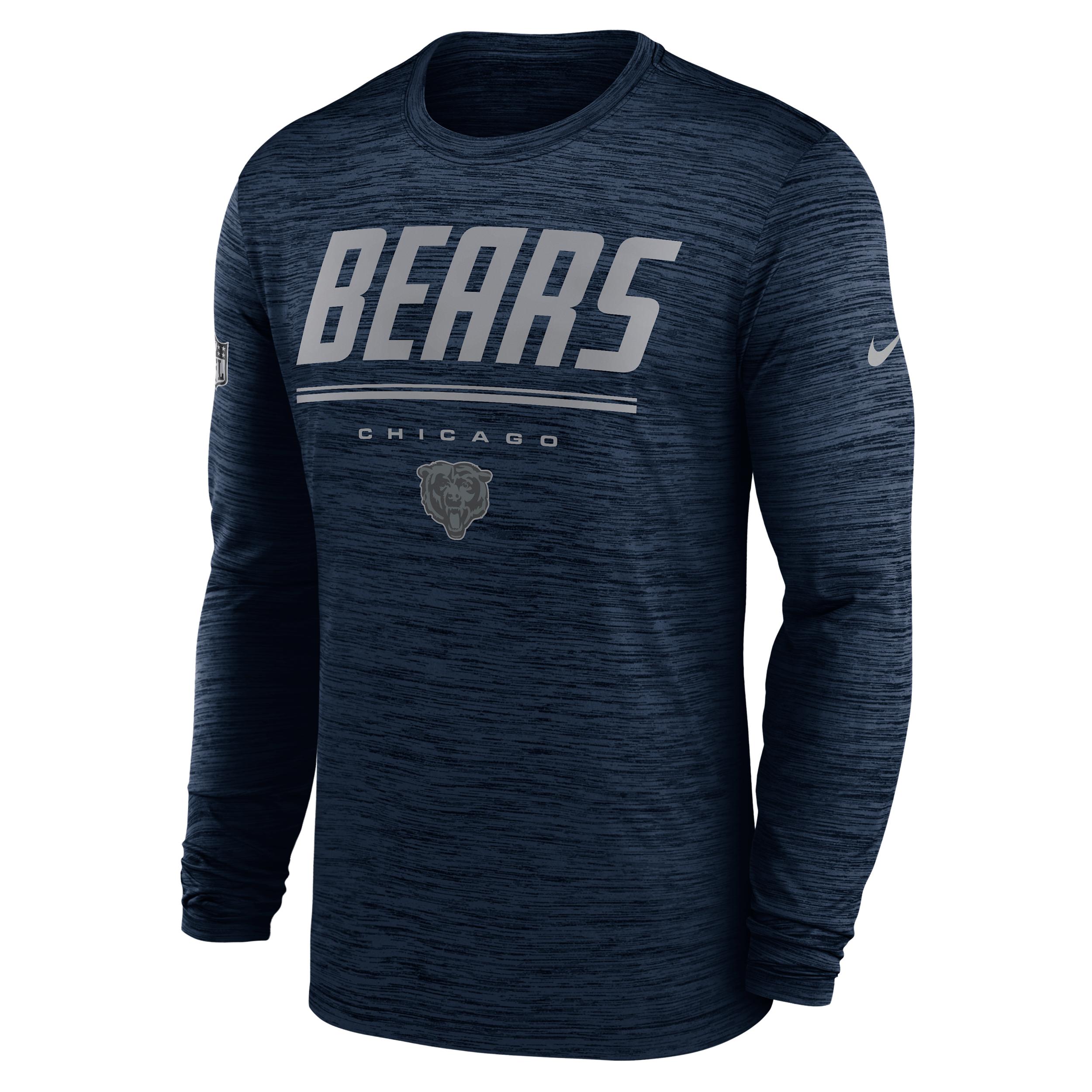 Chicago Bears Sideline Team Issue Velocity Nike Men's Dri-FIT NFL Long-Sleeve T-Shirt by NIKE