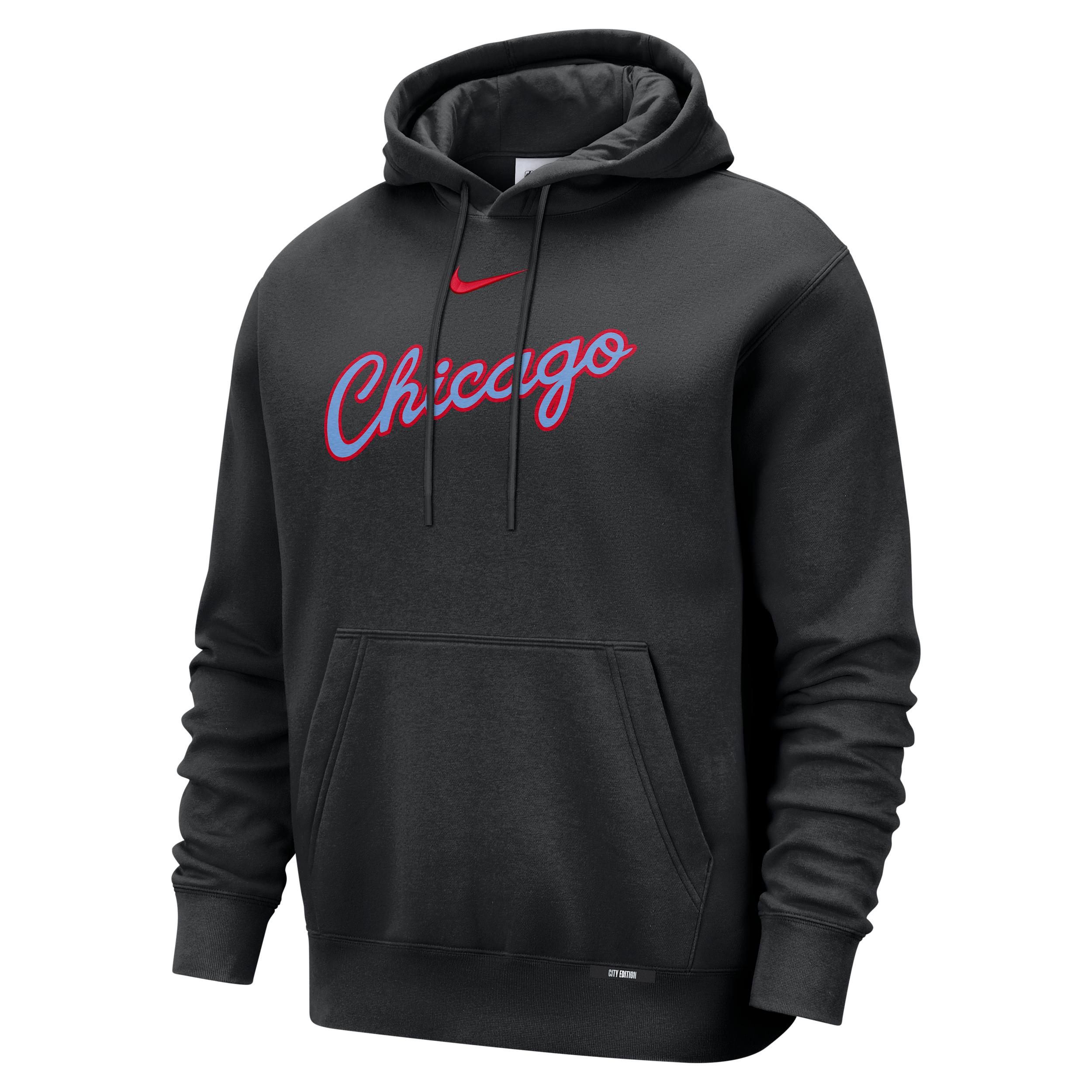 Chicago Bulls City Edition Nike Men's Basketball Club Pull-Over Hoodie by NIKE