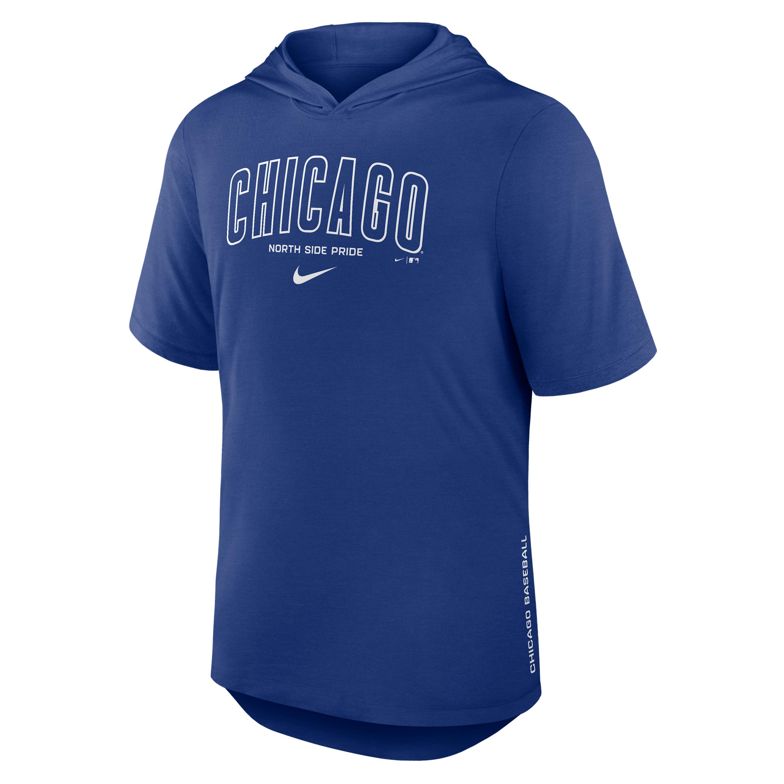 Chicago Cubs Arched Wordmark Nike Men's Dri-FIT MLB Hooded T-Shirt by NIKE