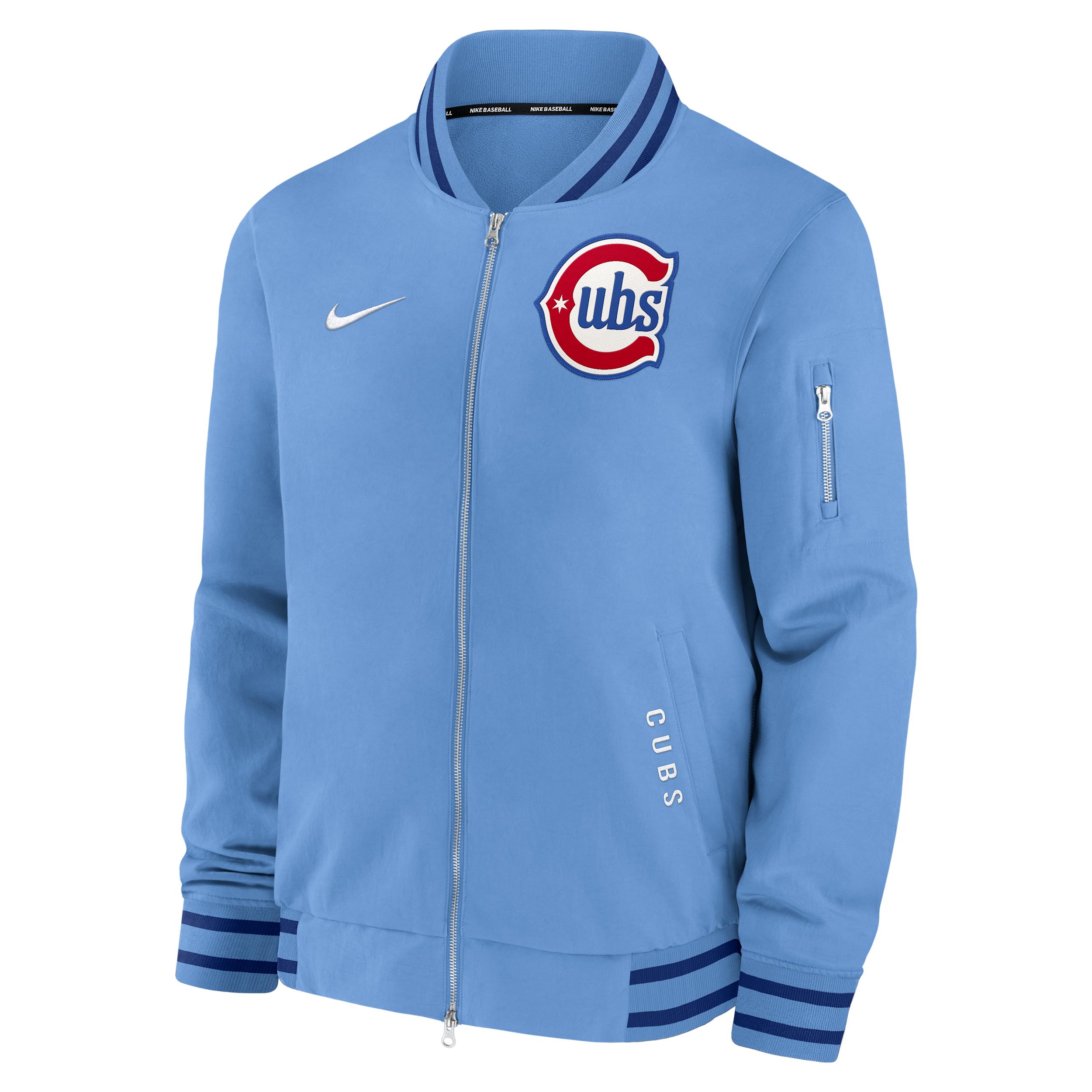 Chicago Cubs Authentic Collection Dugout Nike Men's MLB Full-Zip Bomber Jacket by NIKE