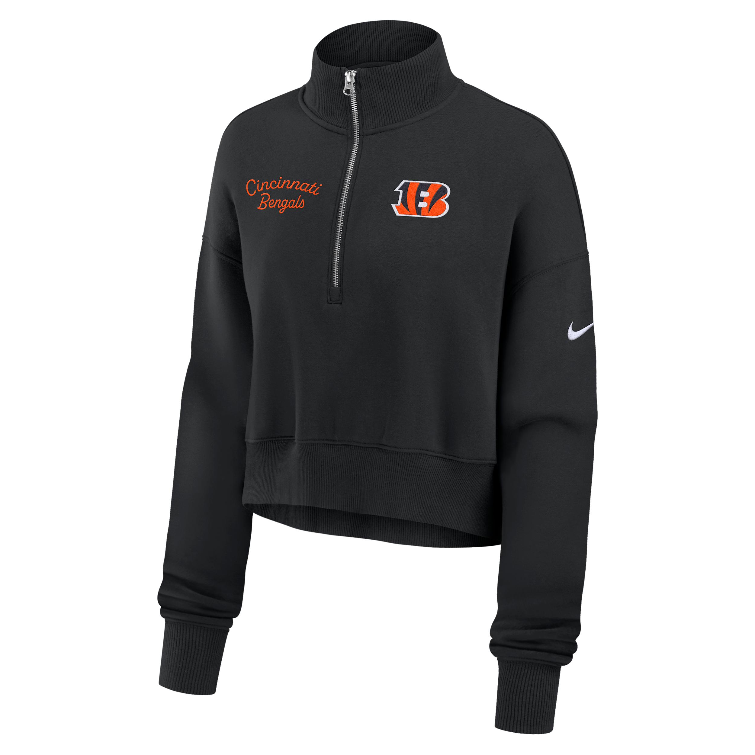 Cincinnati Bengals Phoenix Nike Women's NFL Cropped 1/4-Zip Crew by NIKE