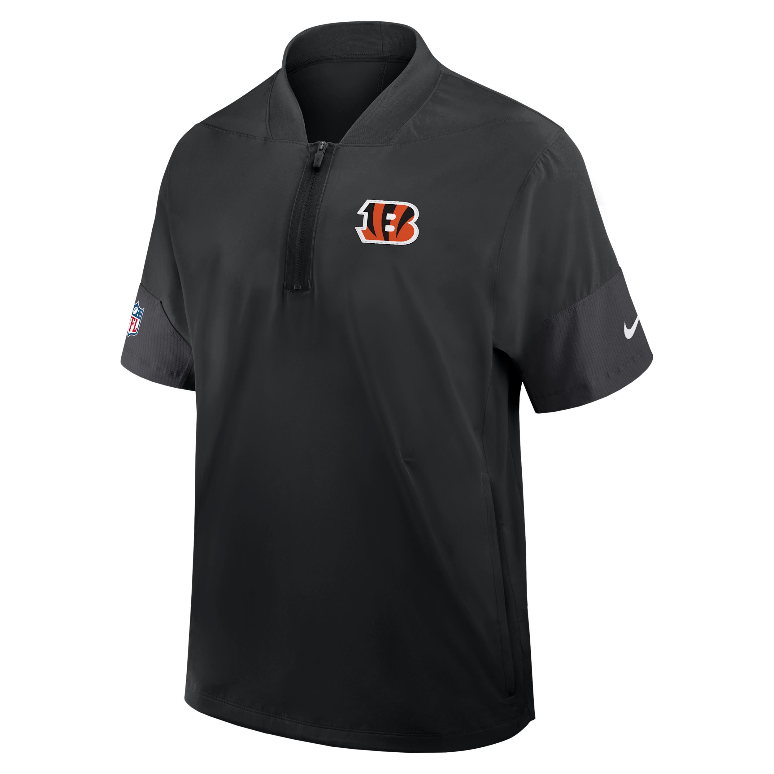 Cincinnati Bengals Sideline Coach Nike Men's NFL 1/2-Zip Short-Sleeve Jacket by NIKE