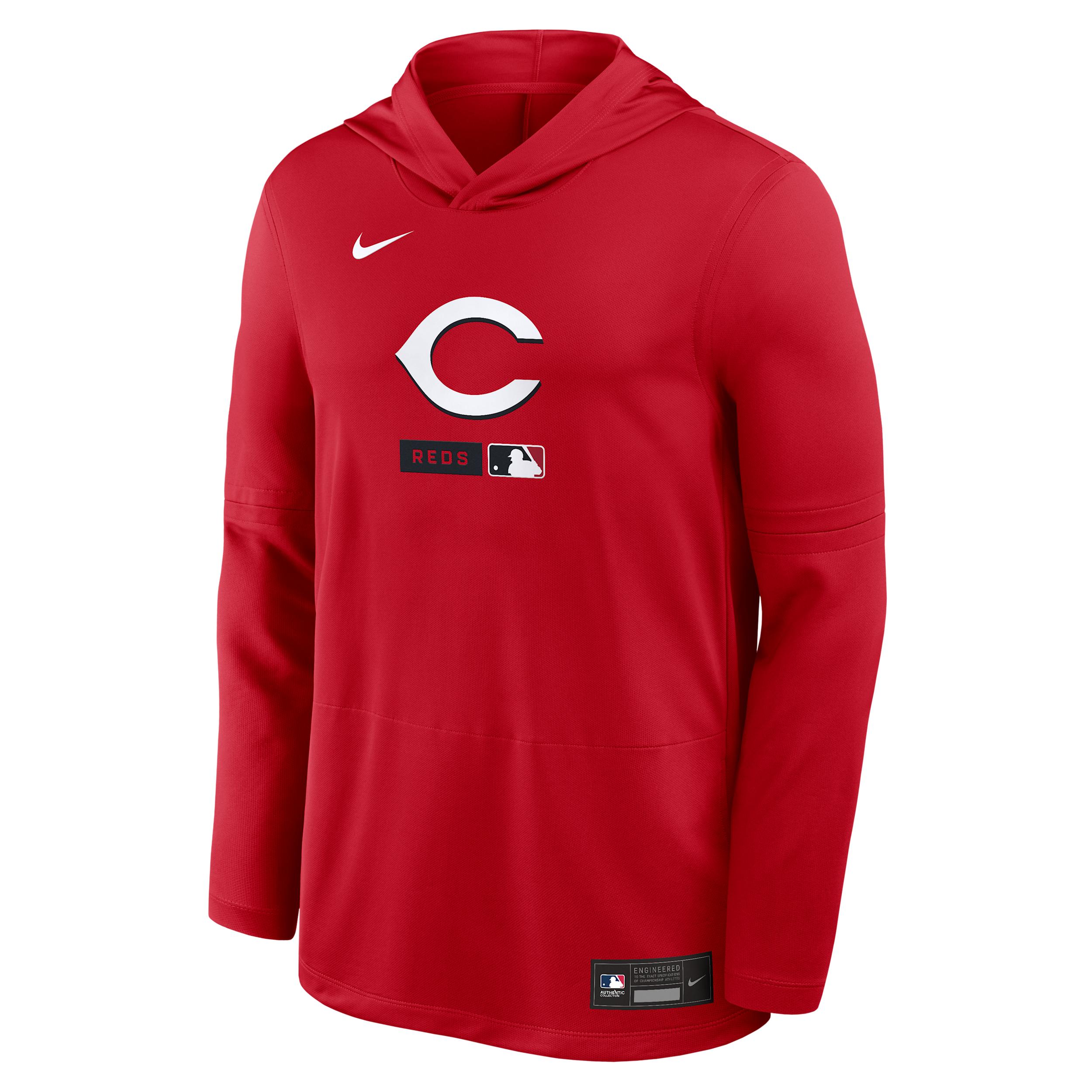 Cincinnati Reds Authentic Collection Nike Men's Dri-FIT MLB Long-Sleeve Hooded Top by NIKE