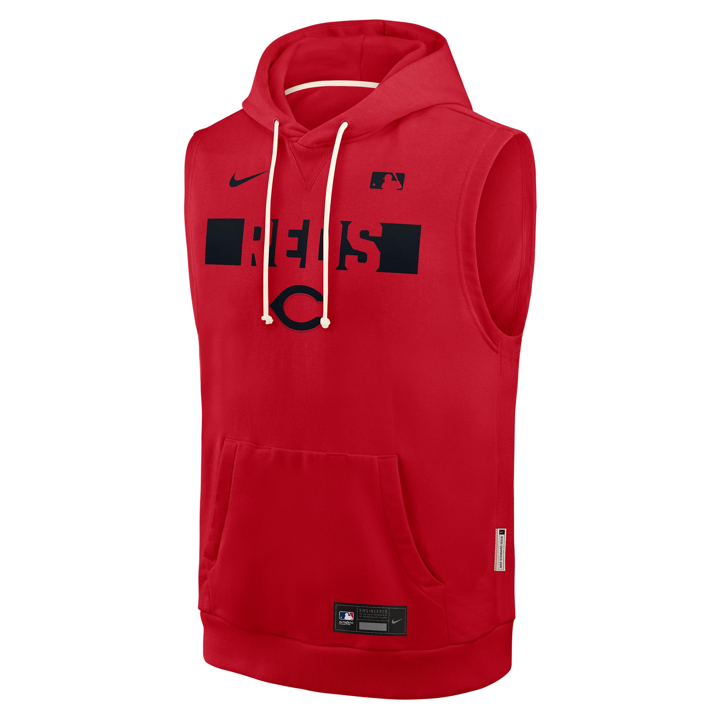 Cincinnati Reds Authentic Collection Standard Issue Nike Men's Dri-FIT MLB Sleeveless Pullover Hoodie by NIKE