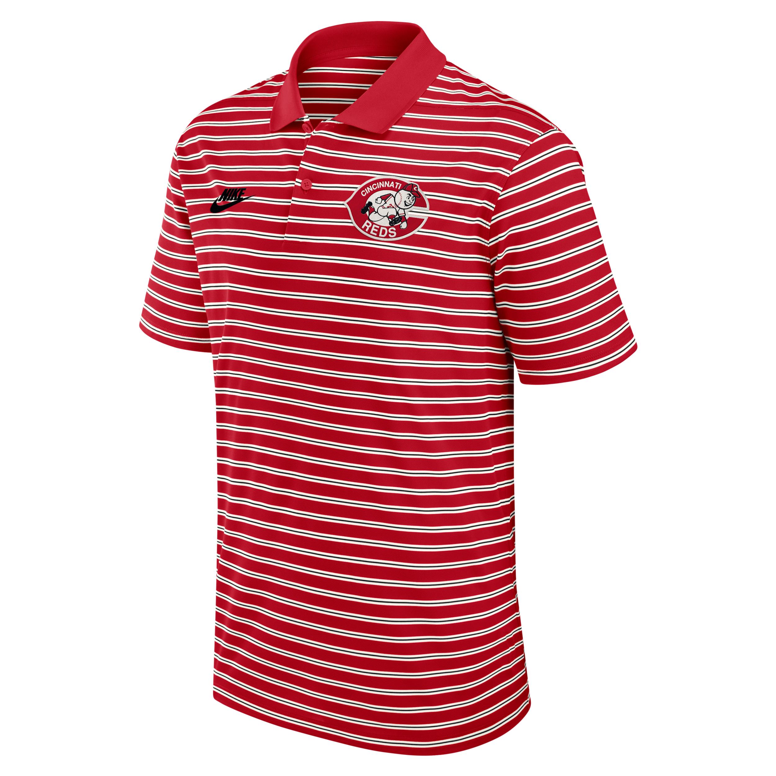Cincinnati Reds Cooperstown Striped Victory Nike Men's Dri-FIT MLB Polo by NIKE