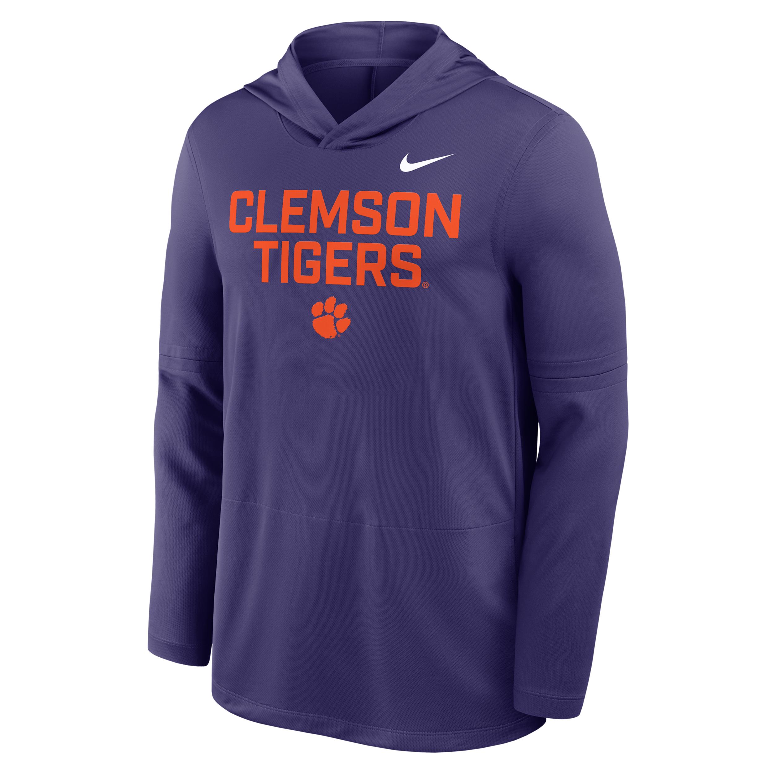 Clemson Sideline Nike Men's Dri-FIT College Long-Sleeve Hooded Top by NIKE