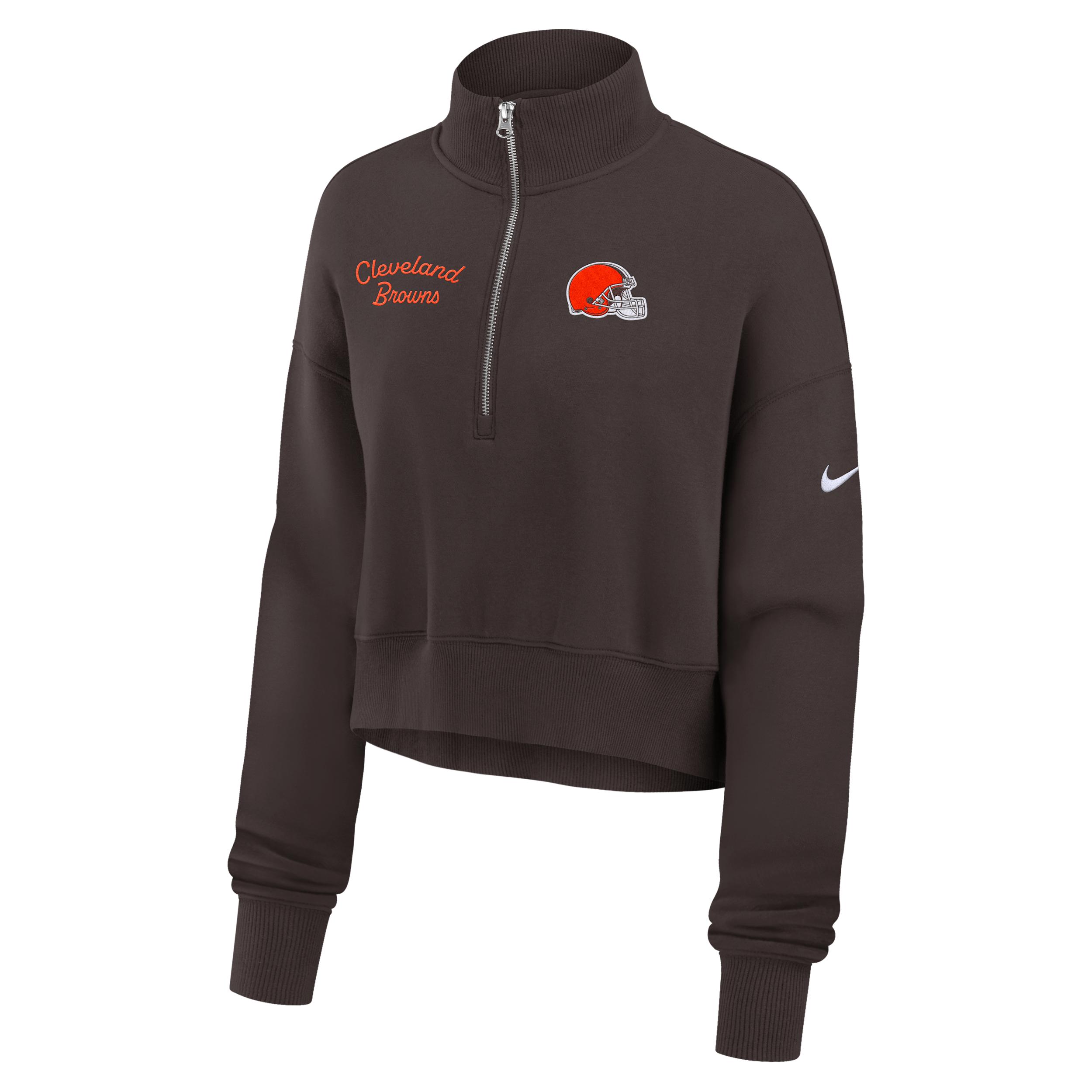 Cleveland Browns Phoenix Nike Women's NFL Cropped 1/4-Zip Crew by NIKE