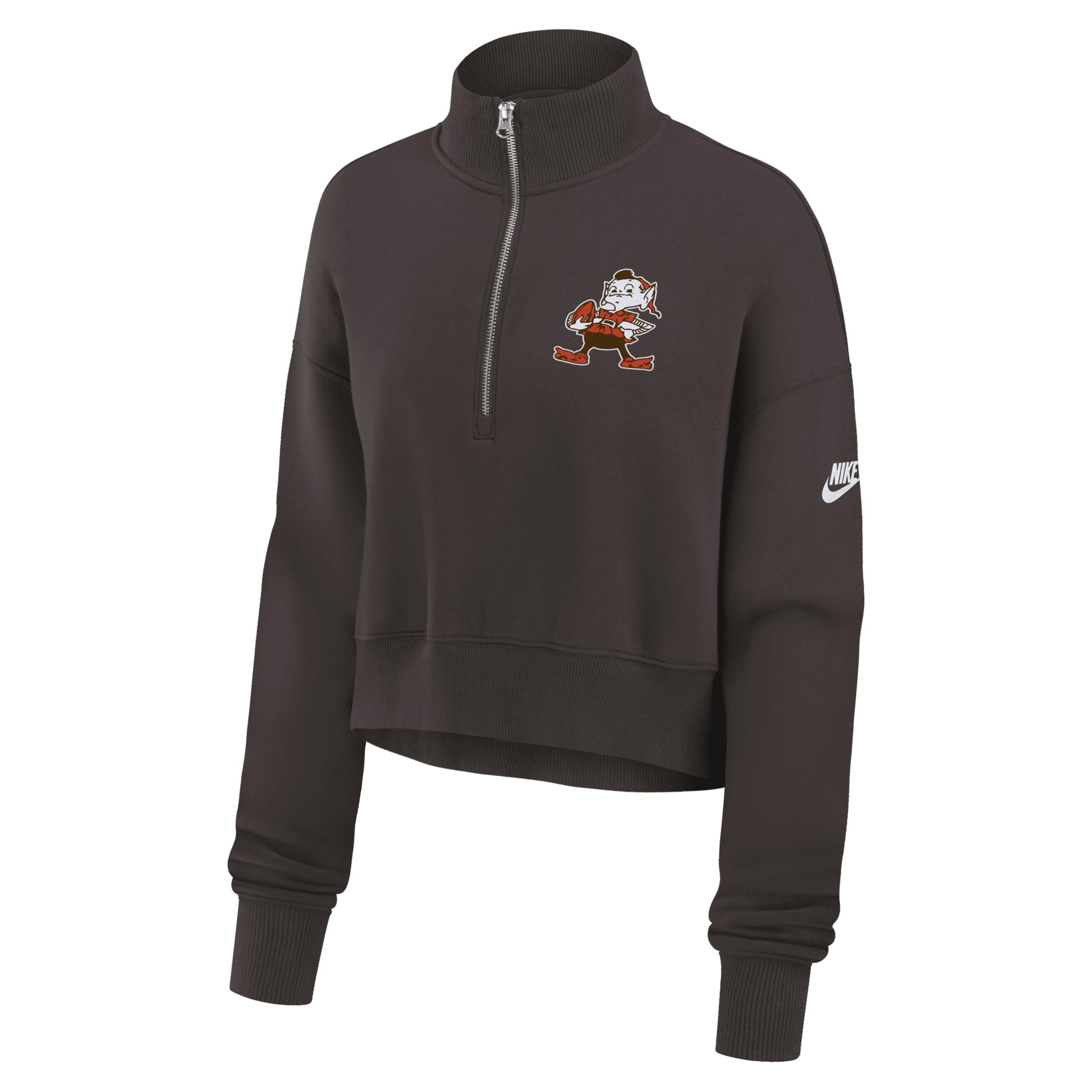 Cleveland Browns Rewind Phoenix Nike Women's NFL Cropped 1/4-Zip Crew by NIKE