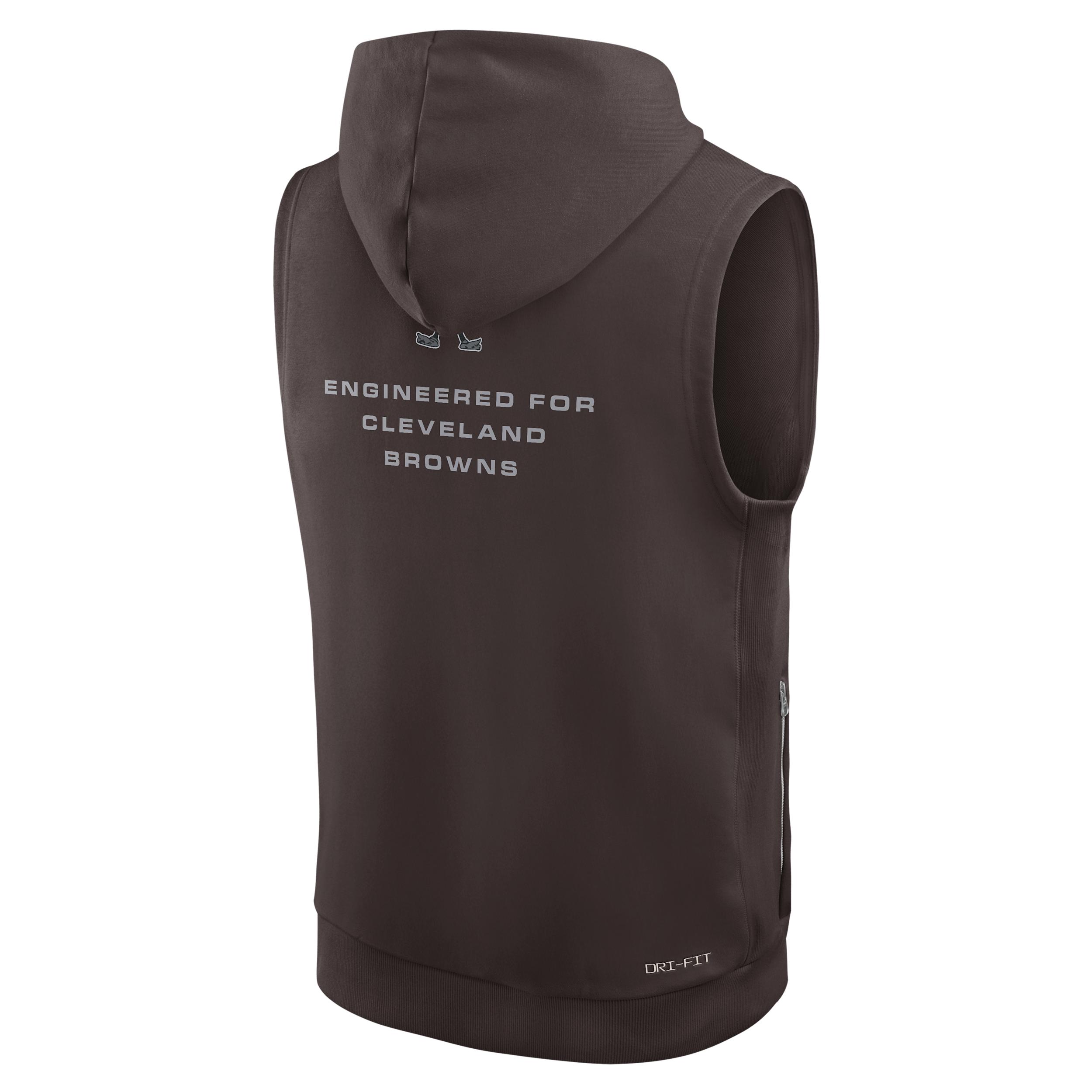 Cleveland Browns Sideline Nike Men's Dri-FIT NFL Sleeveless Pullover Hoodie by NIKE