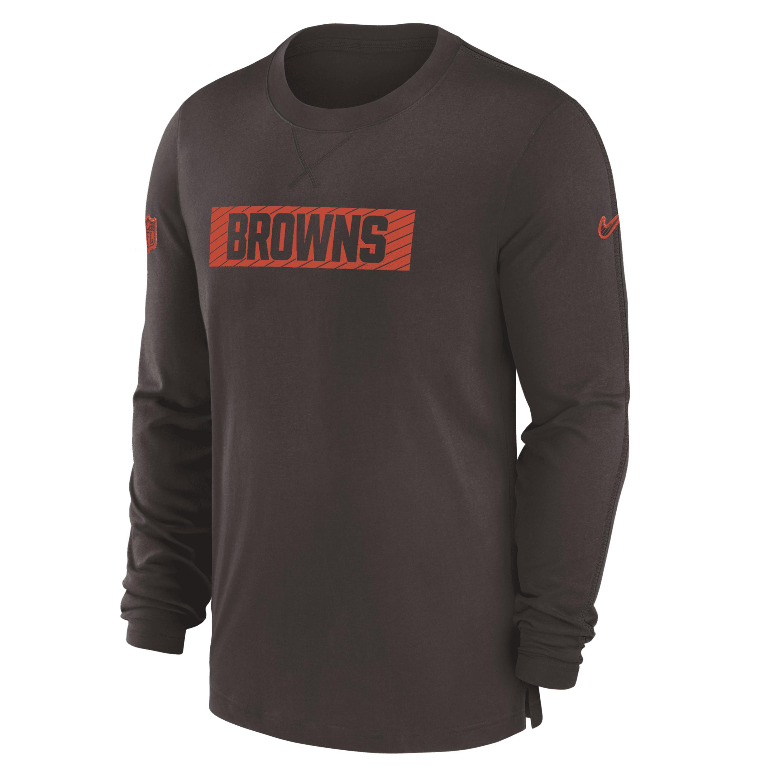 Cleveland Browns Sideline Player Team Issue Menâs Nike Men's Dri-FIT Long-Sleeve Top by NIKE