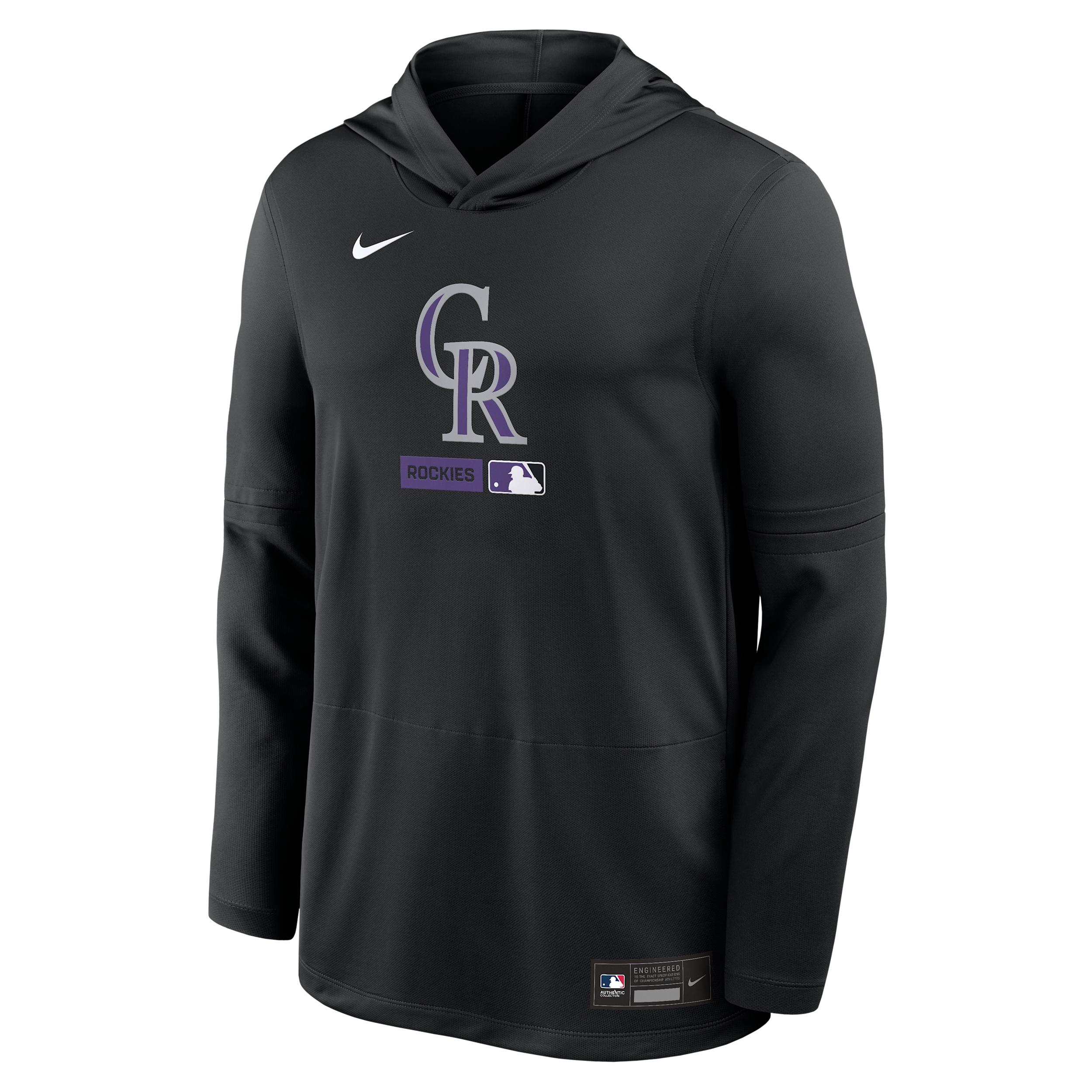 Colorado Rockies Authentic Collection Nike Men's Dri-FIT MLB Long-Sleeve Hooded Top by NIKE