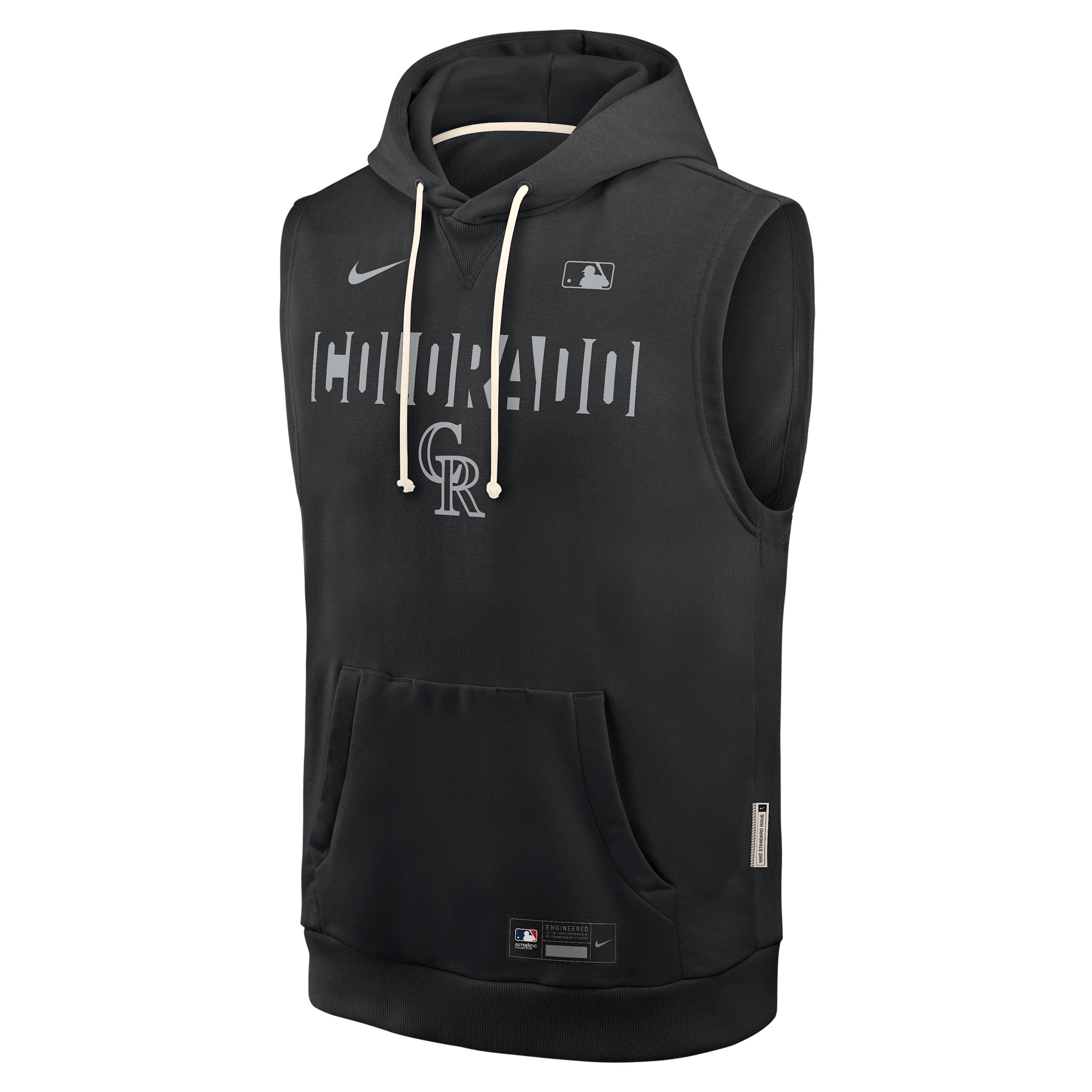 Colorado Rockies Authentic Collection Standard Issue Nike Men's Dri-FIT MLB Sleeveless Pullover Hoodie by NIKE