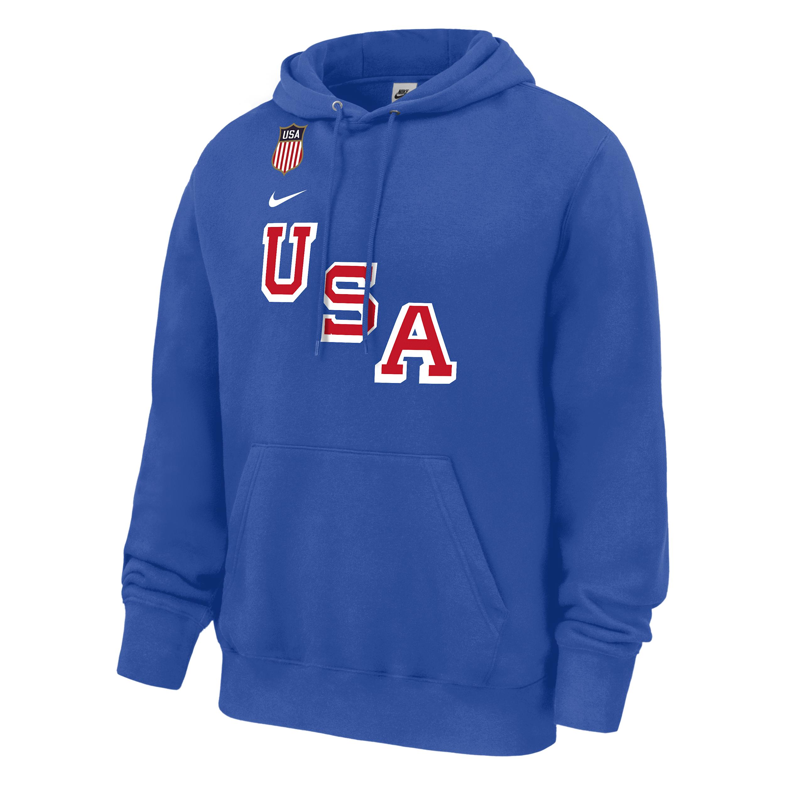 Connor Hellebuyck USA Club Fleece Nike Men's Pullover Hoodie by NIKE