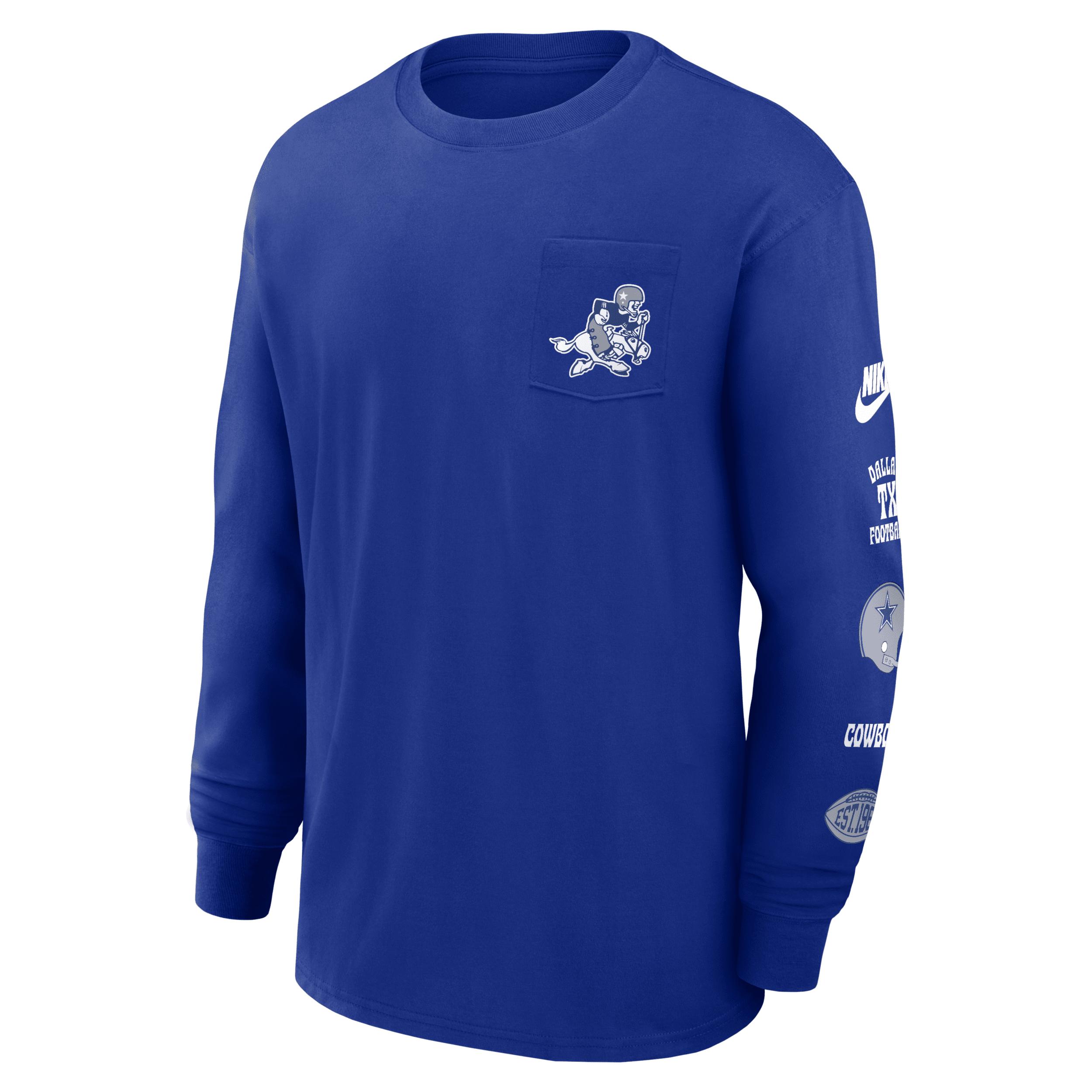 Dallas Cowboys Rewind Max90 Pocket Nike Men's NFL Long-Sleeve T-Shirt by NIKE