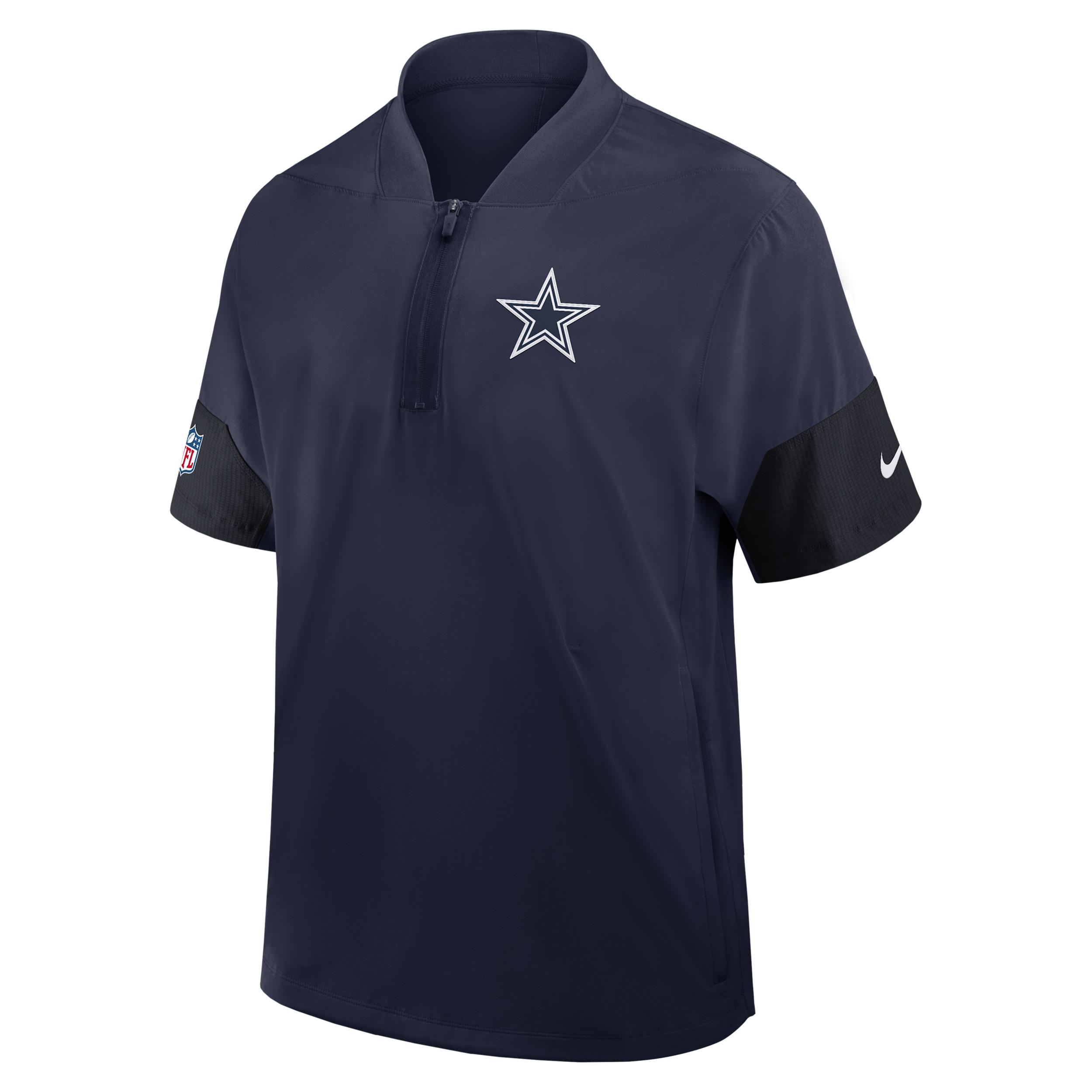 Dallas Cowboys Sideline Coach Nike Men's NFL 1/2-Zip Short-Sleeve Jacket by NIKE